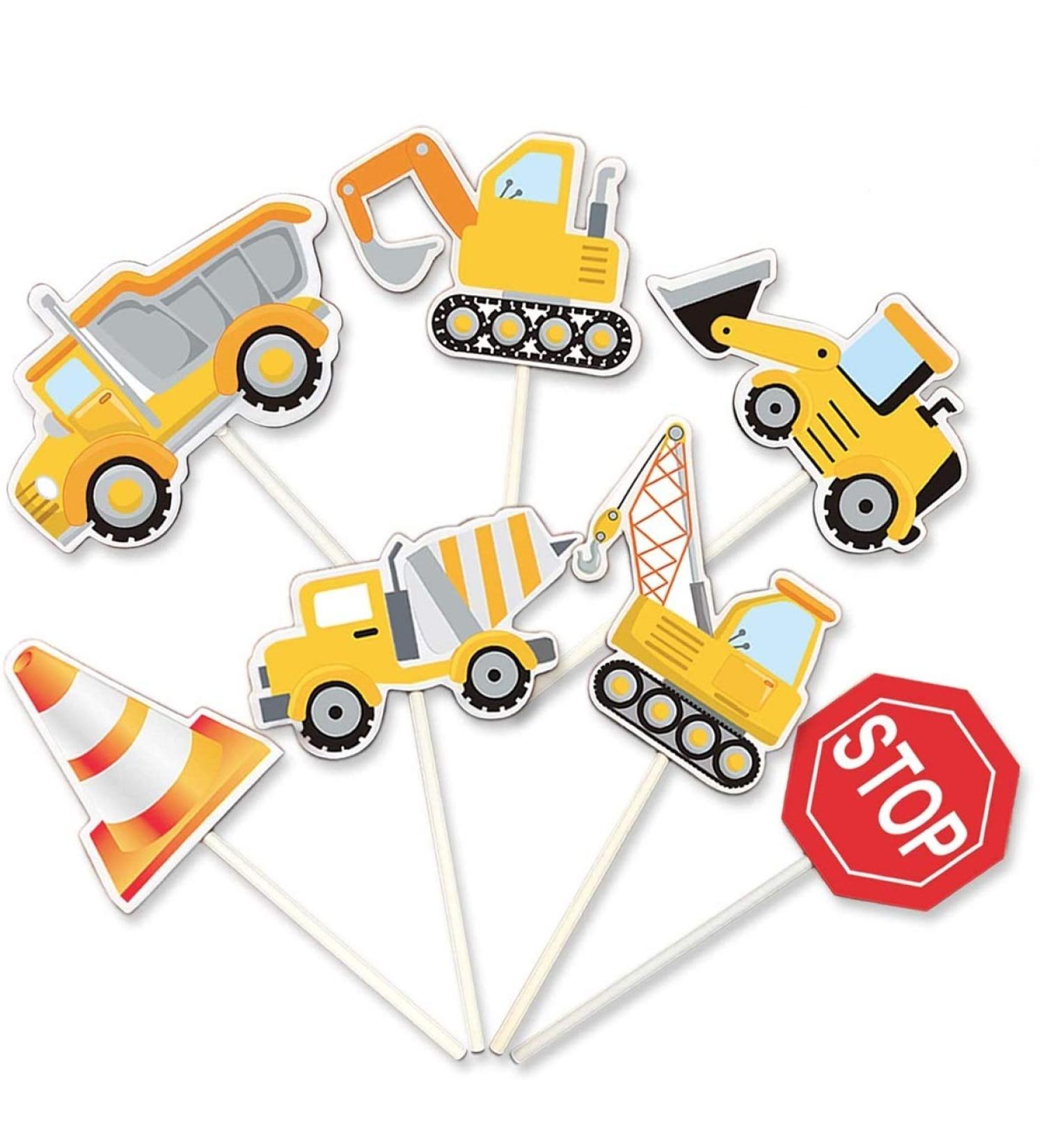 35-Pack Construction Cupcake Toppers Picks for Kids Birthday Party Decorations - Dump Truck, Excavator, Tractor Theme - Buy Online on SooperMarket.com