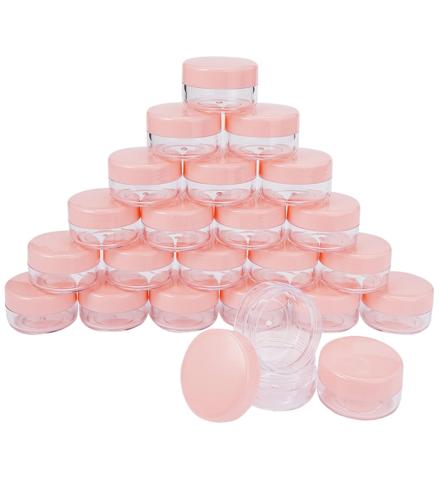 24-Pack Mini Pink Lip Balm Jars - Empty Plastic Cream Cans for Travel Cosmetics and Nail Art - Perfect for Creams Lotions & Masks - Buy Online on SooperMarket.com