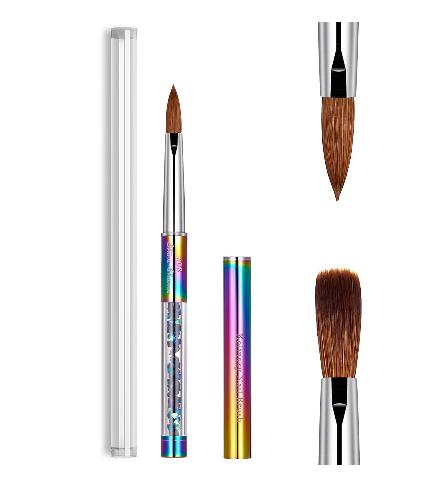 Shine Chance Size 8 Acrylic Nail Brush - 100% Real Kolinsky Art Brush for Acrylic Powder Application - Handmade Manicure Tool for Professional and Beginners - Buy Online on SooperMarket.com