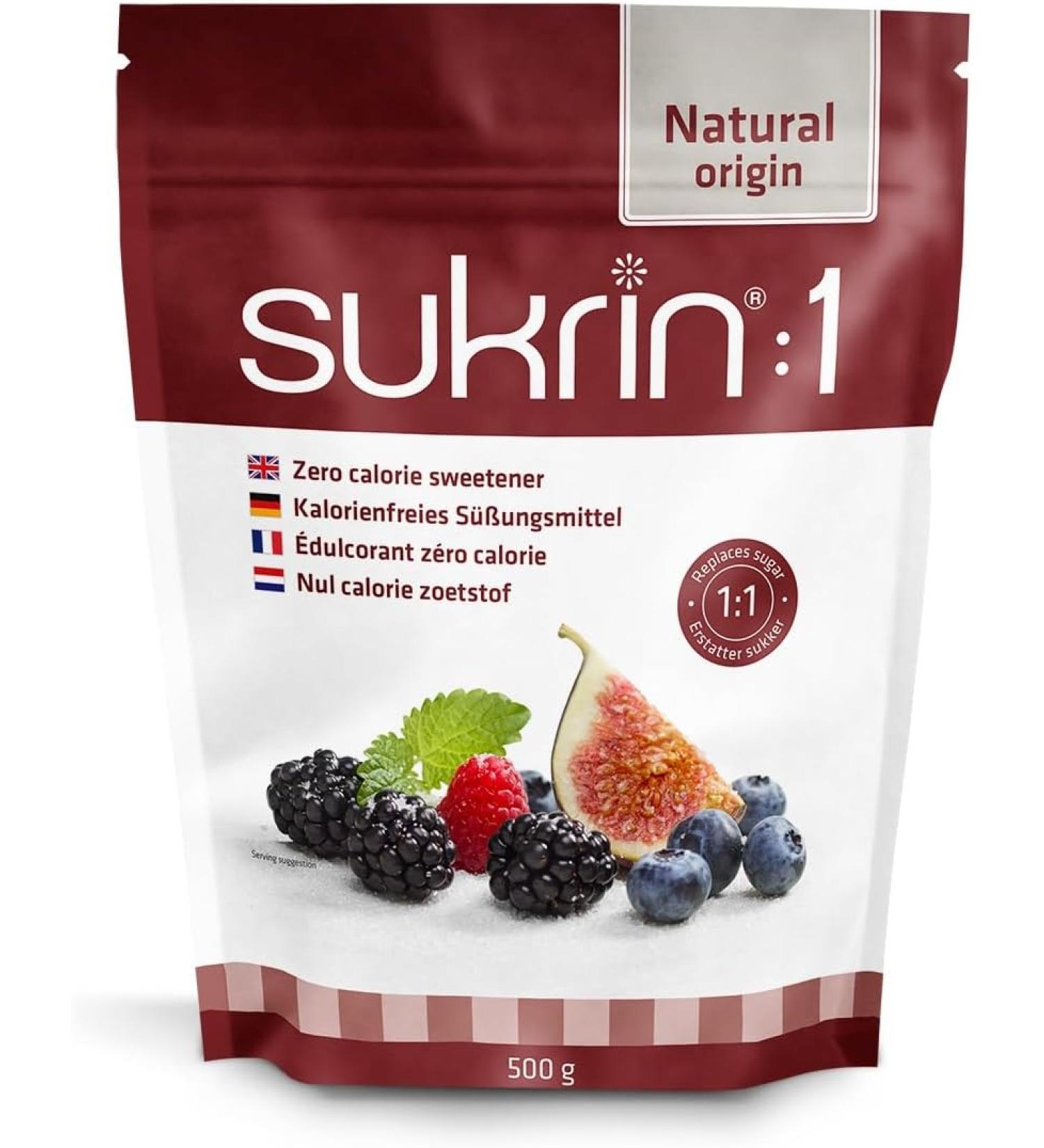 Sukrin 1 - All Natural Zero Calorie Sweetener for Keto & Low Carb Diets - 1lb Pack - Gluten Free, Vegan, Non GMO - Buy Online on SooperMarket.com