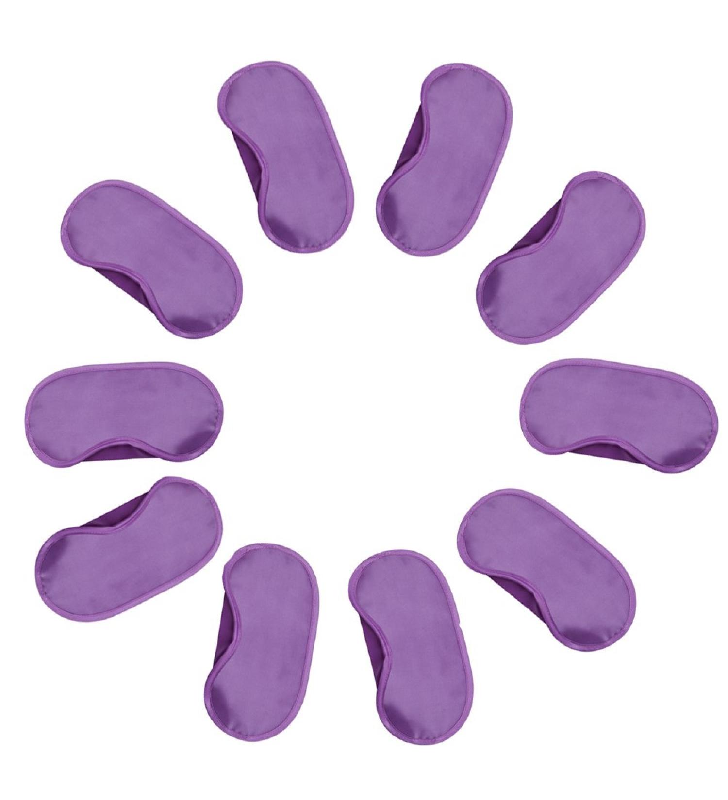 Coobbar 10PCS Satin Travel Eye Sleeping Mask Set - Purple | Soft Blindfold for Nap and Rest - Buy Online on SooperMarket.com