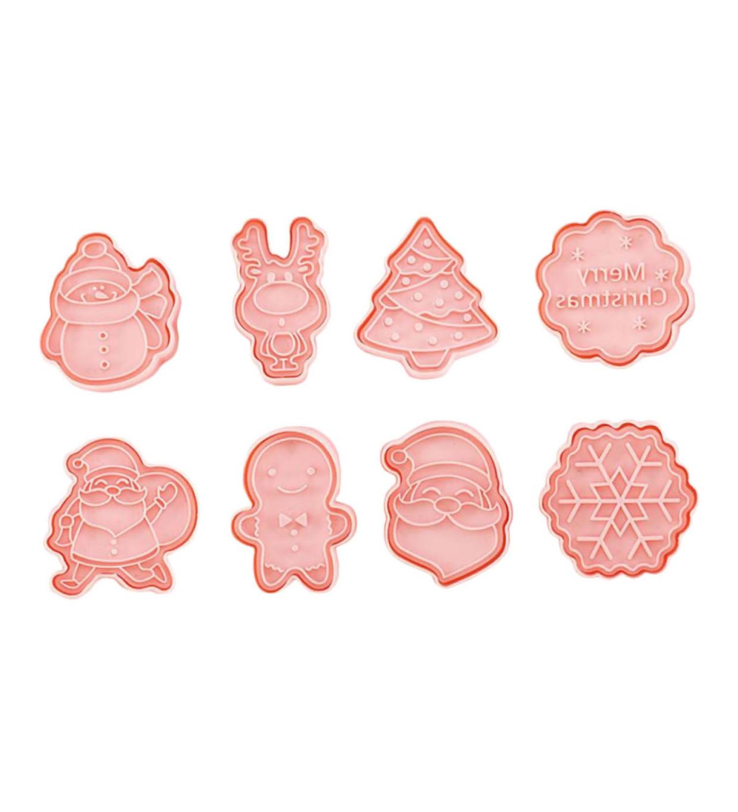 ABOOFAN 8pcs Christmas Cartoon Pie Chocolate Fudge Christmas Cookie Stamper Lovely Cookie Mold 3D Candy Tool - Buy Online on SooperMarket.com