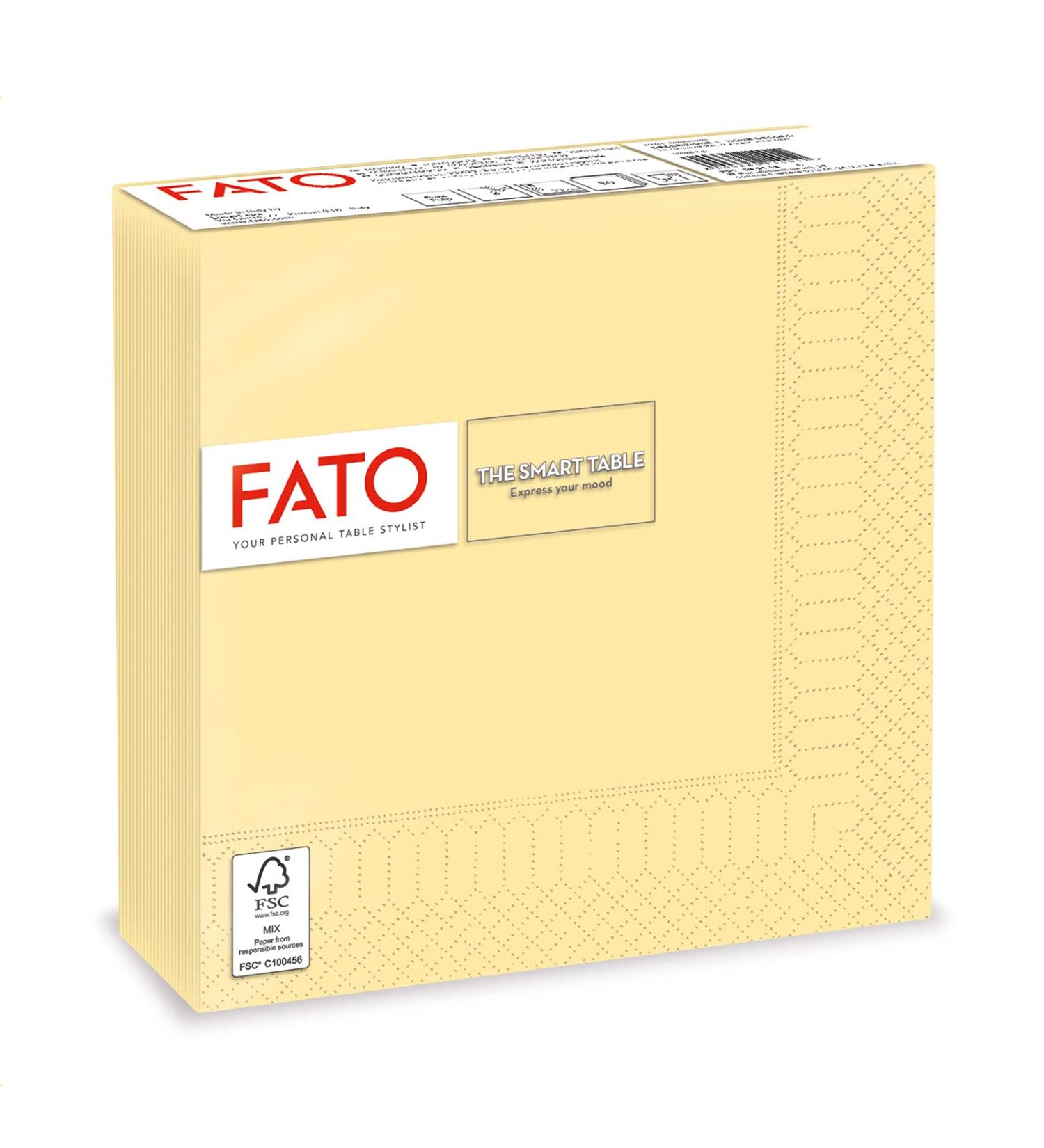 FATO Disposable Napkins - 50 Pack 33x33cm Champagne Color 2-Layer 100% Pure Cellulose for Lunch & Buffets - Eco-Friendly FSC Certified - Buy Online on SooperMarket.com