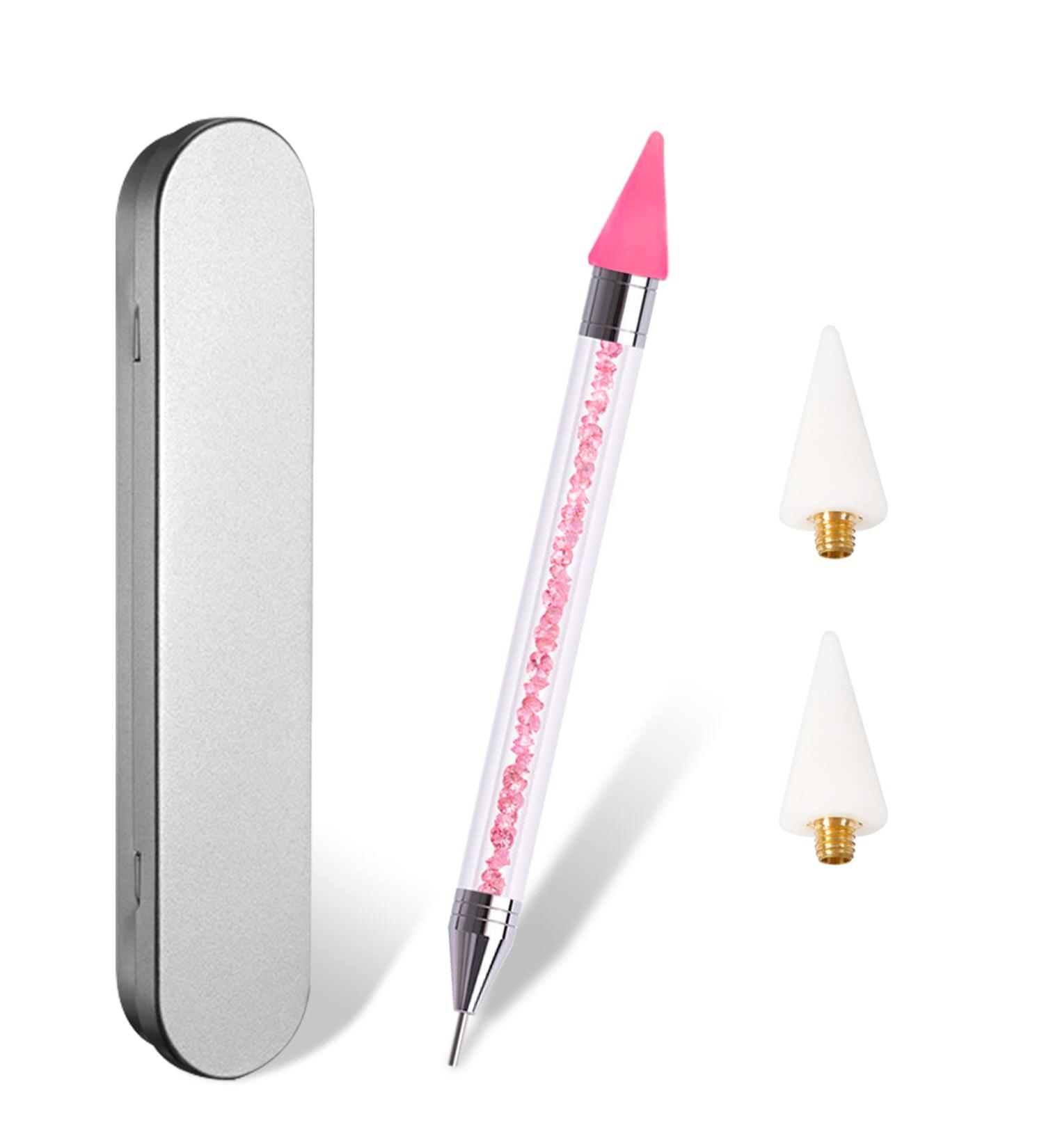 Sularpek Nail Rhinestone Picker Dotting Tool - Pink Acrylic Handle Dual End Pen for DIY Nail Art Decoration - Buy Online on SooperMarket.com