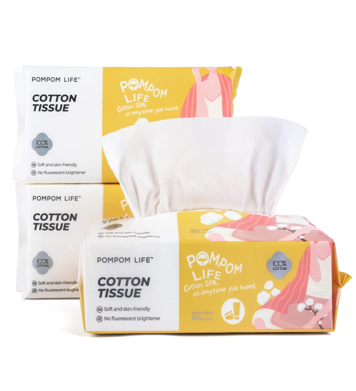 POMPOM LIFE Ultra Soft Disposable Face Towel 300 Count - Unscented & Chemical Free, Ideal for Baby and Adult Sensitive Skin - Lint Free Makeup Remover Wipe - Buy Online on SooperMarket.com