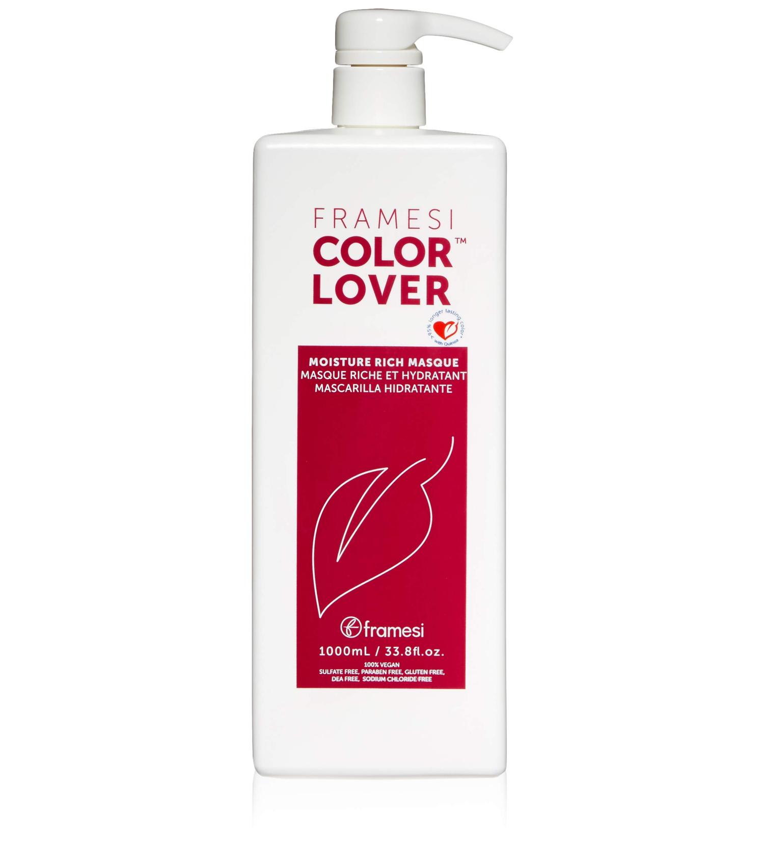 Framesi Color Lover Moisture Rich Masque - Sulfate Free Hair Mask for Color Treated Hair - 33.81 Fl Oz - Pack of 1 - Buy Online on SooperMarket.com