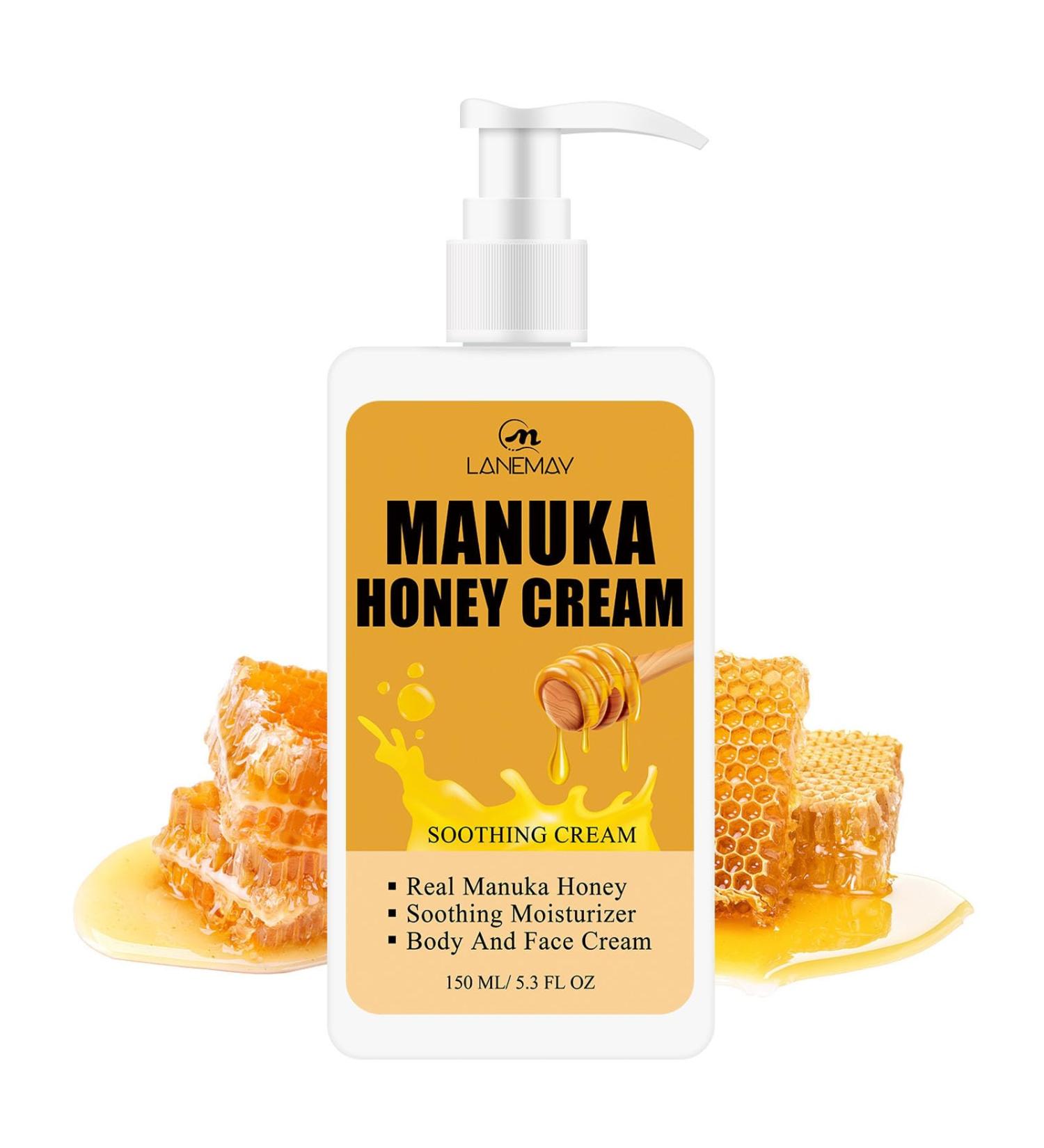 Manuka Honey Cream Face Moisturizer and Body Lotion for Dry Skin Hydrating & Firming Face & Body Skin Care Daily Lotion Lightweight Non-Greasy Anti Wrinkle Honey Facial Cream for Women & Men - Buy Online on SooperMarket.com