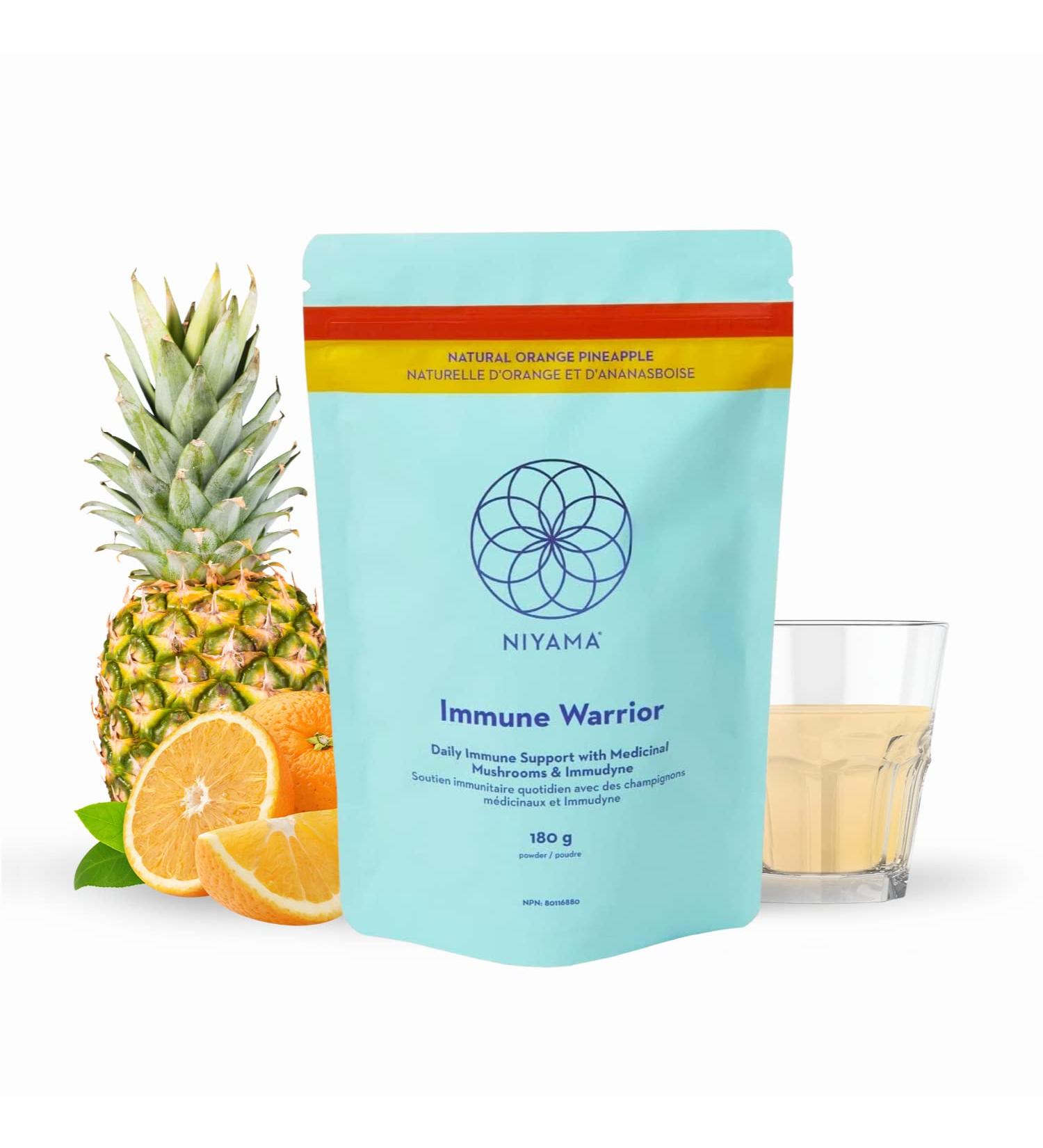 100% Vegan Immune Booster Supplement NIYAMA Immune Warrior | With Clinically Studied Beta Glucans Zinc Buffered Vitamin C | Strengthening Immune System Booster Powder | Orange Pineapple Flavour (30 Servings) - Buy Online on SooperMarket.com