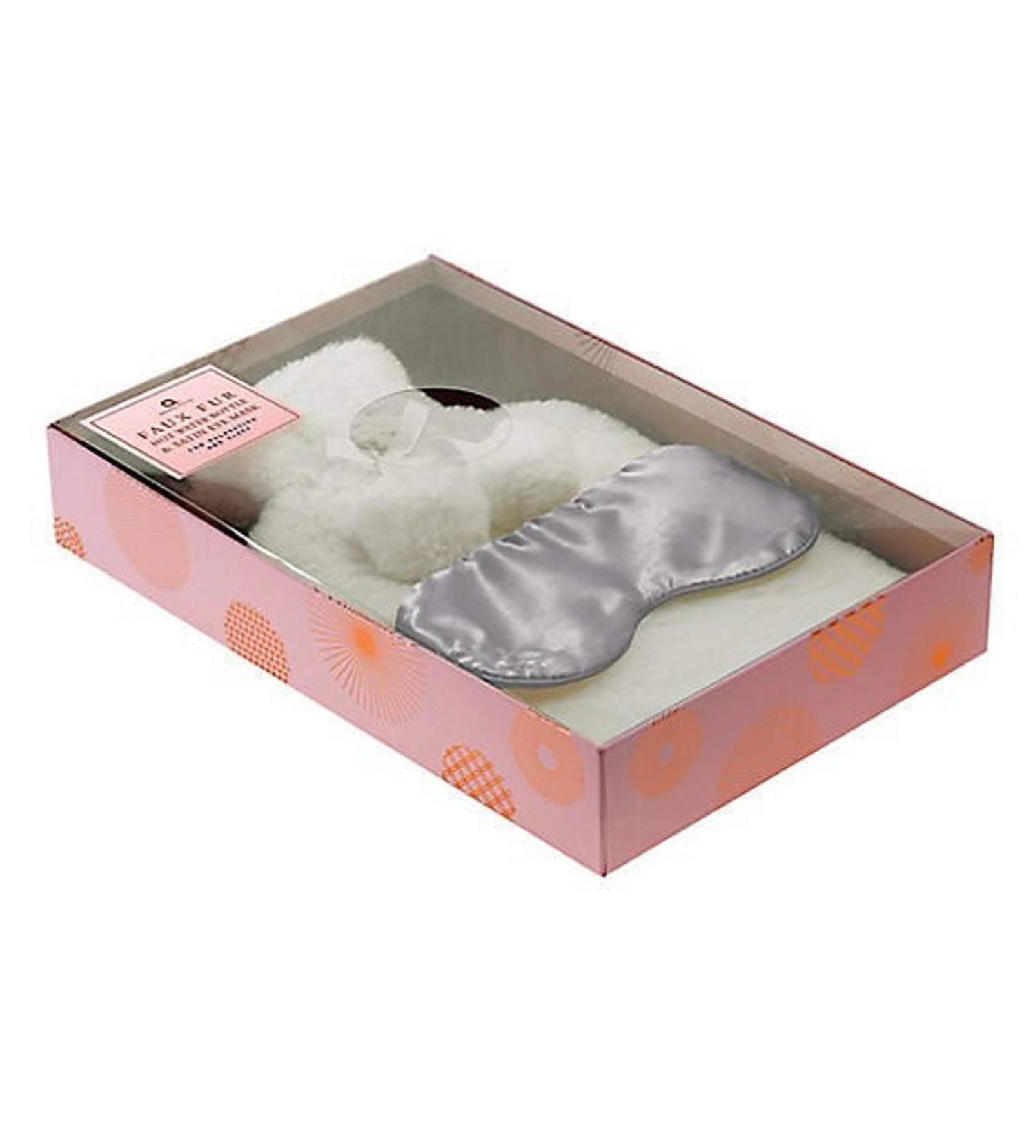 Cream Faux Fur Hot Water Bottle & Satin Eye Mask - Buy Online on SooperMarket.com