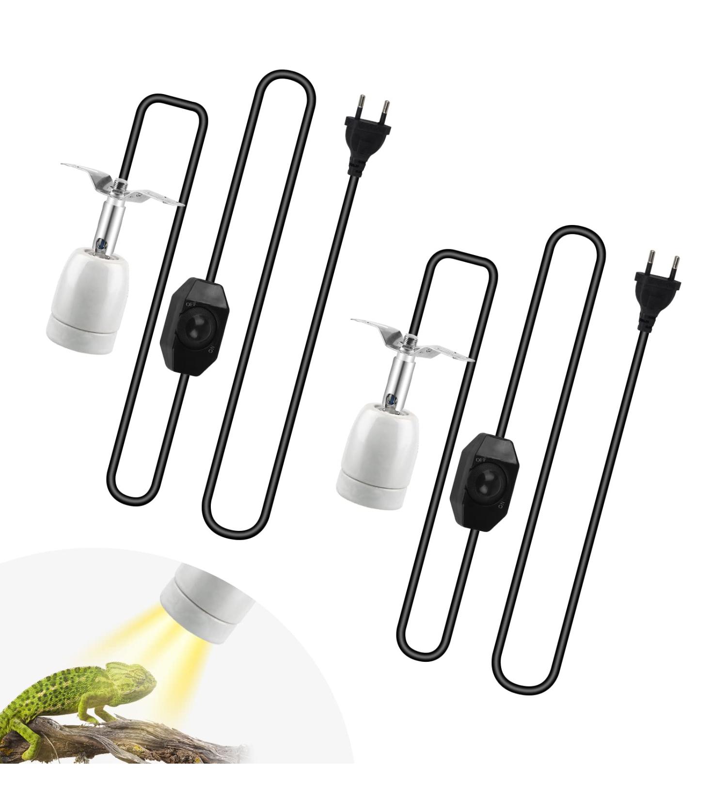 CPROPC 2PCs Heat Lamp for Reptiles - Ceramic UV Lamp with Switch 1.8m Cable 360 Rotatable | Ideal for Lizards & Turtles - Buy Online on SooperMarket.com
