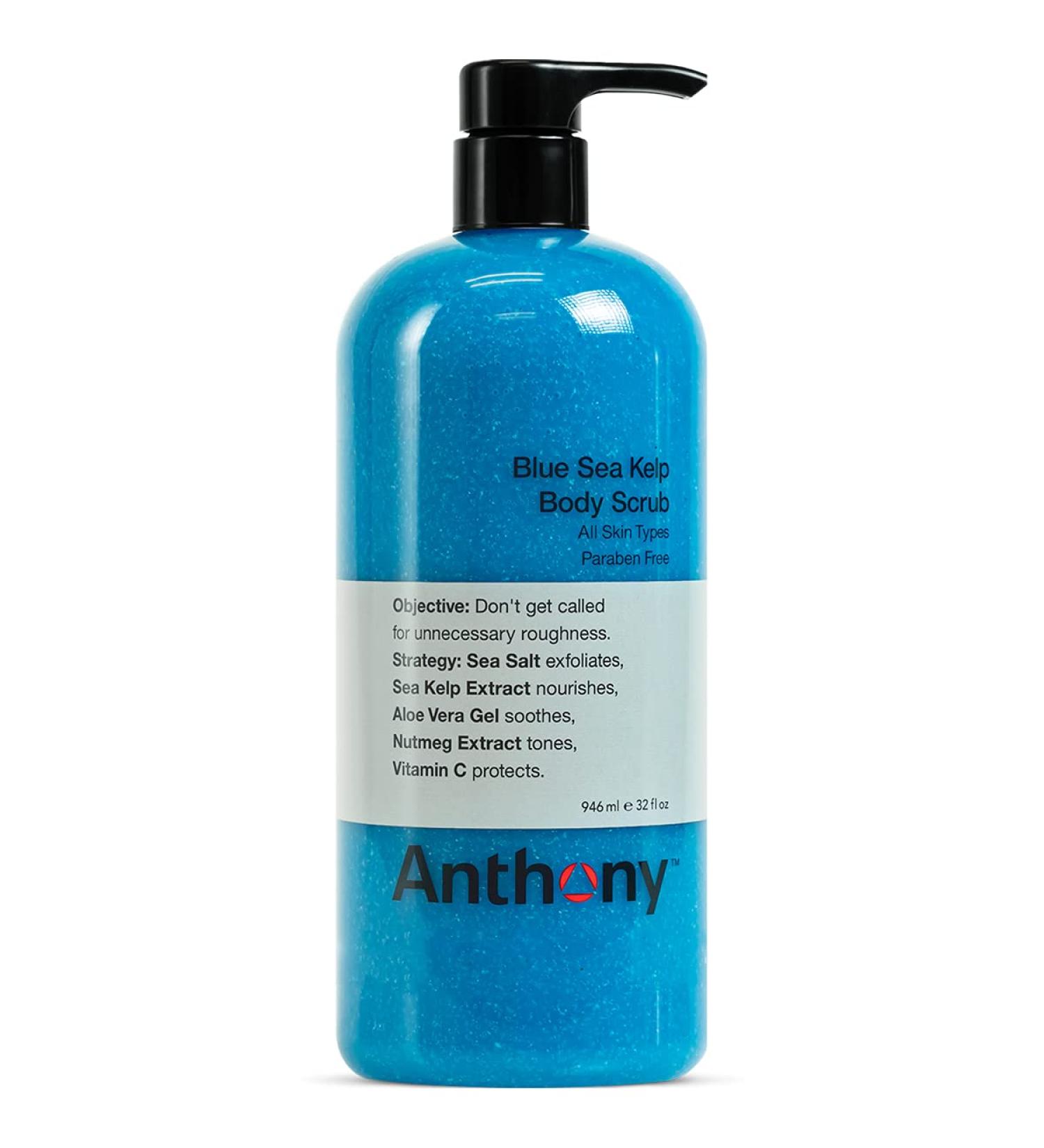 Anthony Exfoliating Body Scrub with Sea Salt, Vitamin C, Aloe Vera - 32 Fl Oz - Smooth, Soothe, and Protect Skin - Blue Sea Kelp Body Wash - Buy Online on SooperMarket.com