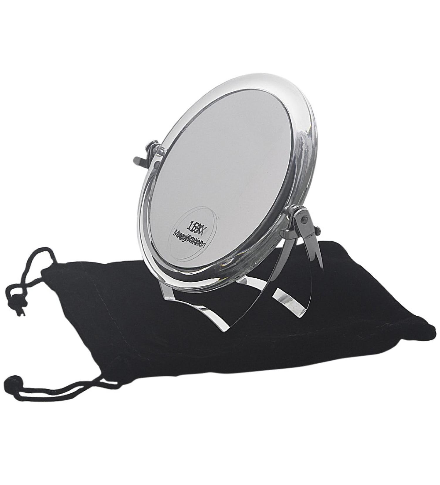 Kosmetex 11cm Travel Mirror - 15x Magnification Standing Cosmetic Mirror with Metal Bracket - Perfect for On-the-Go Beauty - Buy Online on SooperMarket.com