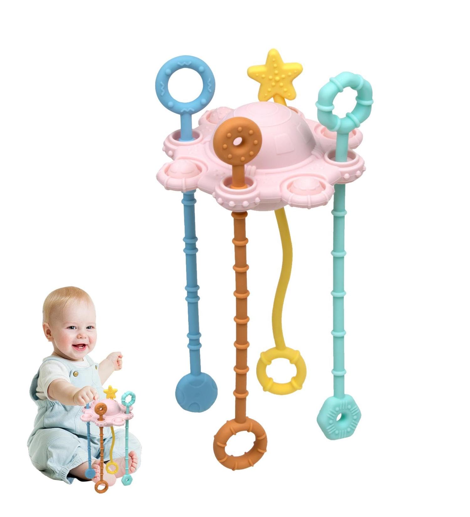 Ulapithi Spinner Sensor Toys for Toddlers | Soft Montessori Travel-Pull String Activity Toys for Babies | Pink Child-Friendly Fun - Buy Online on SooperMarket.com