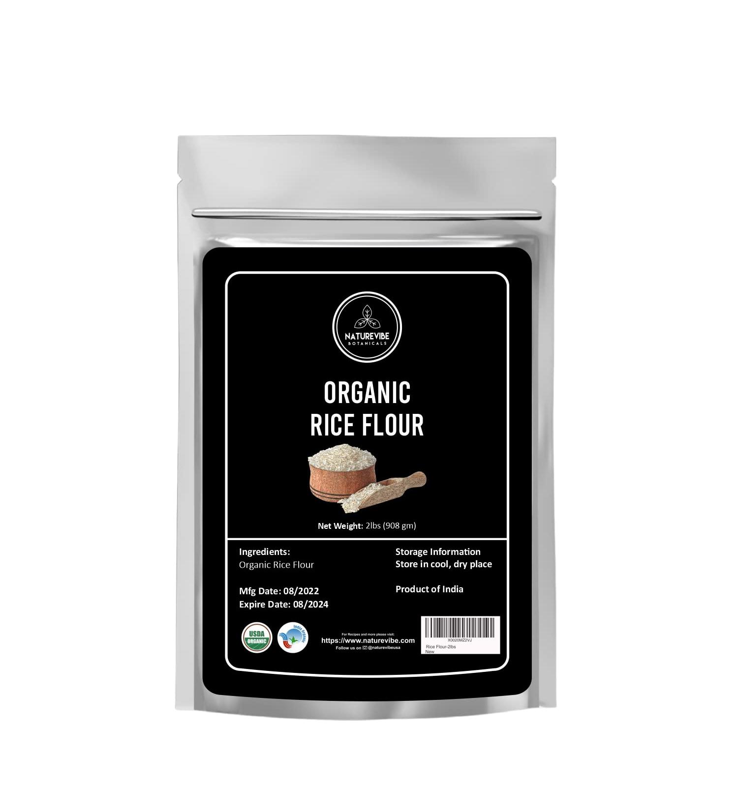 Naturevibe Botanicals Organic White Rice Flour - 2lbs | Non-GMO & Gluten Free | Ideal for Cooking & Baking | 32oz | Packaging May Vary - Buy Online on SooperMarket.com