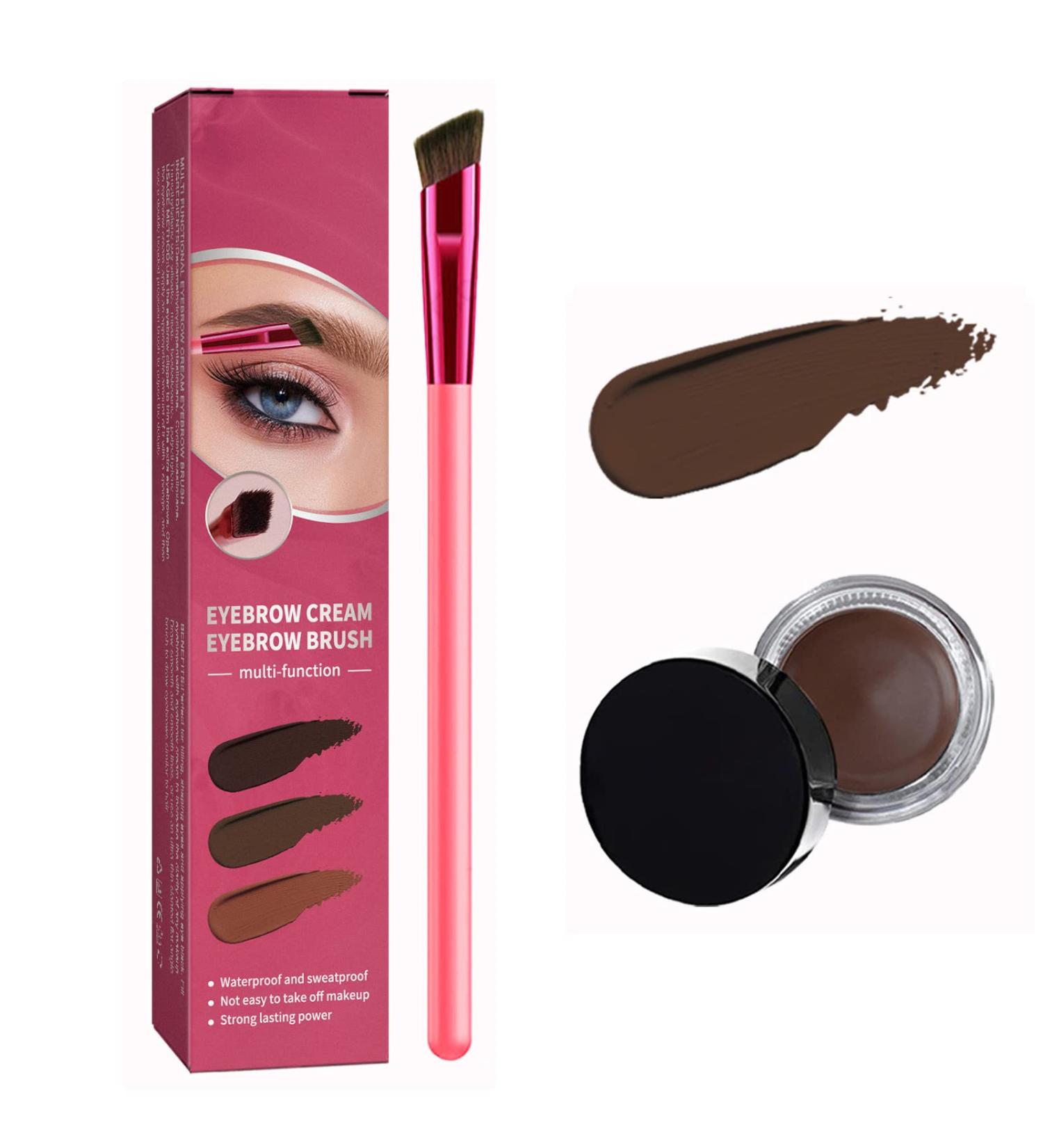 4D Hair Stroke Brow Stamp Brush Set with Mini Eyebrow Cream - Dark Brown - Buy Online on SooperMarket.com