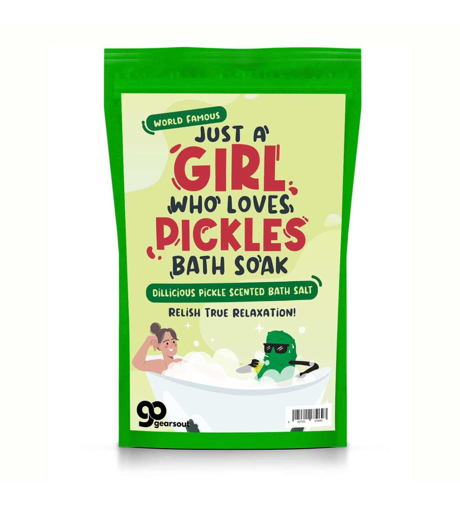 Girl Who Loves Pickles Bath Salts - Dill Scented Soak | Unique Spa Gift for Pickle Lovers & Funny Stocking Stuffers for Moms & Teens - Buy Online on SooperMarket.com