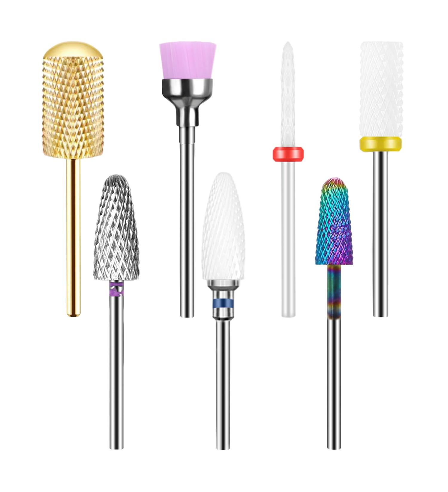 Heymkgo 7-Piece Nail Cutter Attachments Kit | Electrical Nail Drill Bits for Acrylic & Gel Manicure | 3/32 Inch Conical Barrels & Cones | Pedicure Tools - Buy Online on SooperMarket.com