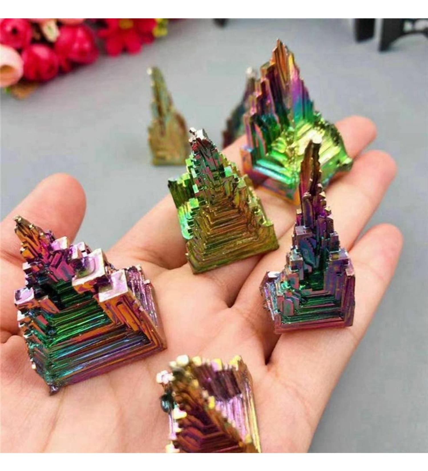 Home 1pcs Natural Bismuth Tower Metal Pyramid Stones Gemstone Reiki Stone Collection Home Decor Crystals Full of Texture (Size : 10-20g) - Buy Online on SooperMarket.com