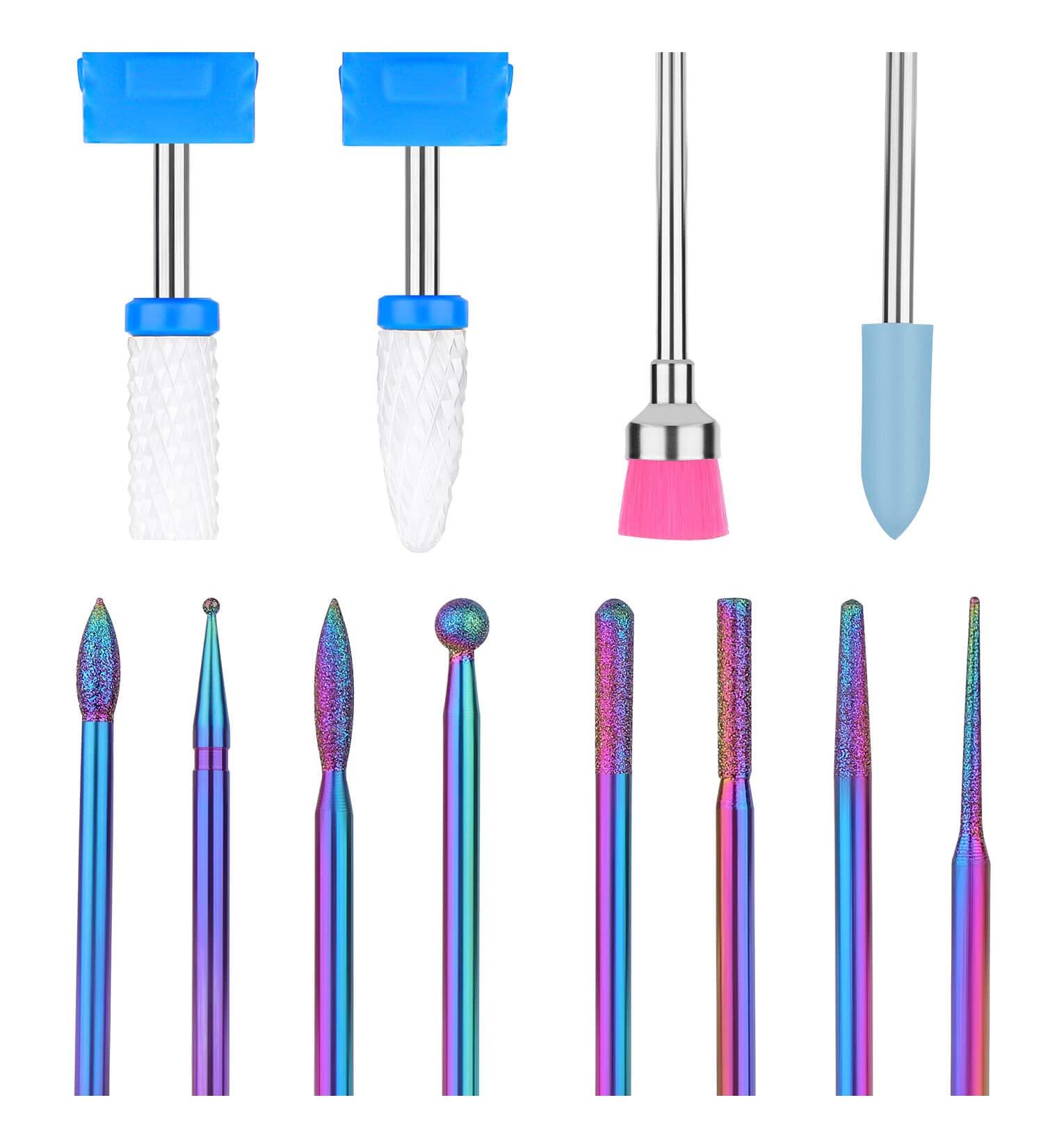 Flasoo Nail Drill Bit Set - 12Pcs Fine Grits Efile Bits for Acrylic and Gel Nails | Electric Manicure Machine Accessories for Home and Salon Use - Buy Online on SooperMarket.com