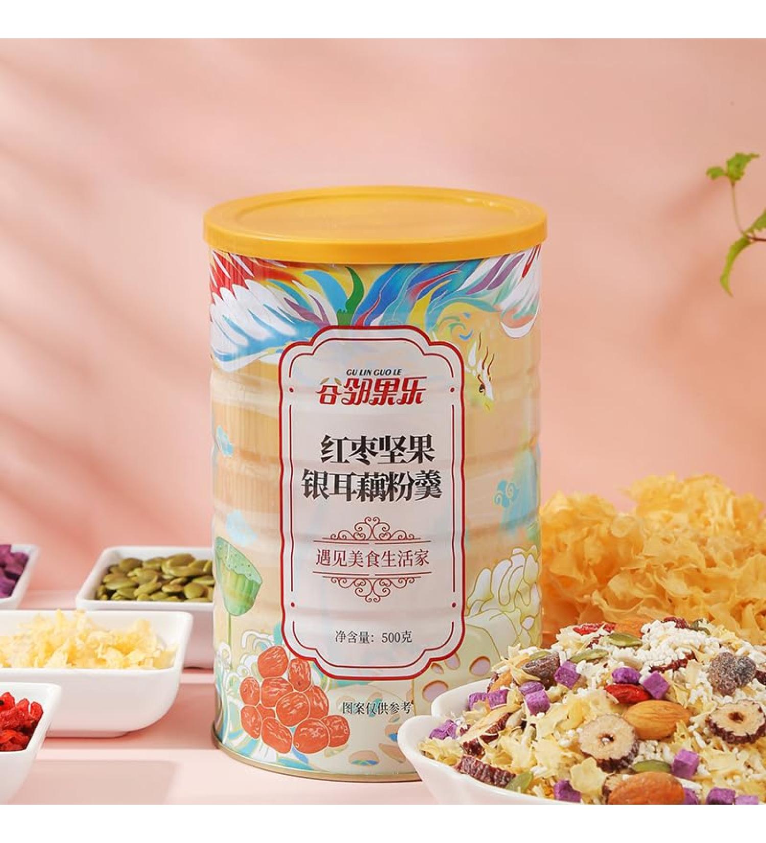 Chinese red dates white fungus nuts lotus root powder soup 500g nutritious substitute food sweet breakfast powder instant healthy and delicious breakfast Congee (Red jujube nuts 2 cans) Red jujube nuts 2 cans - Buy Online on SooperMarket.com