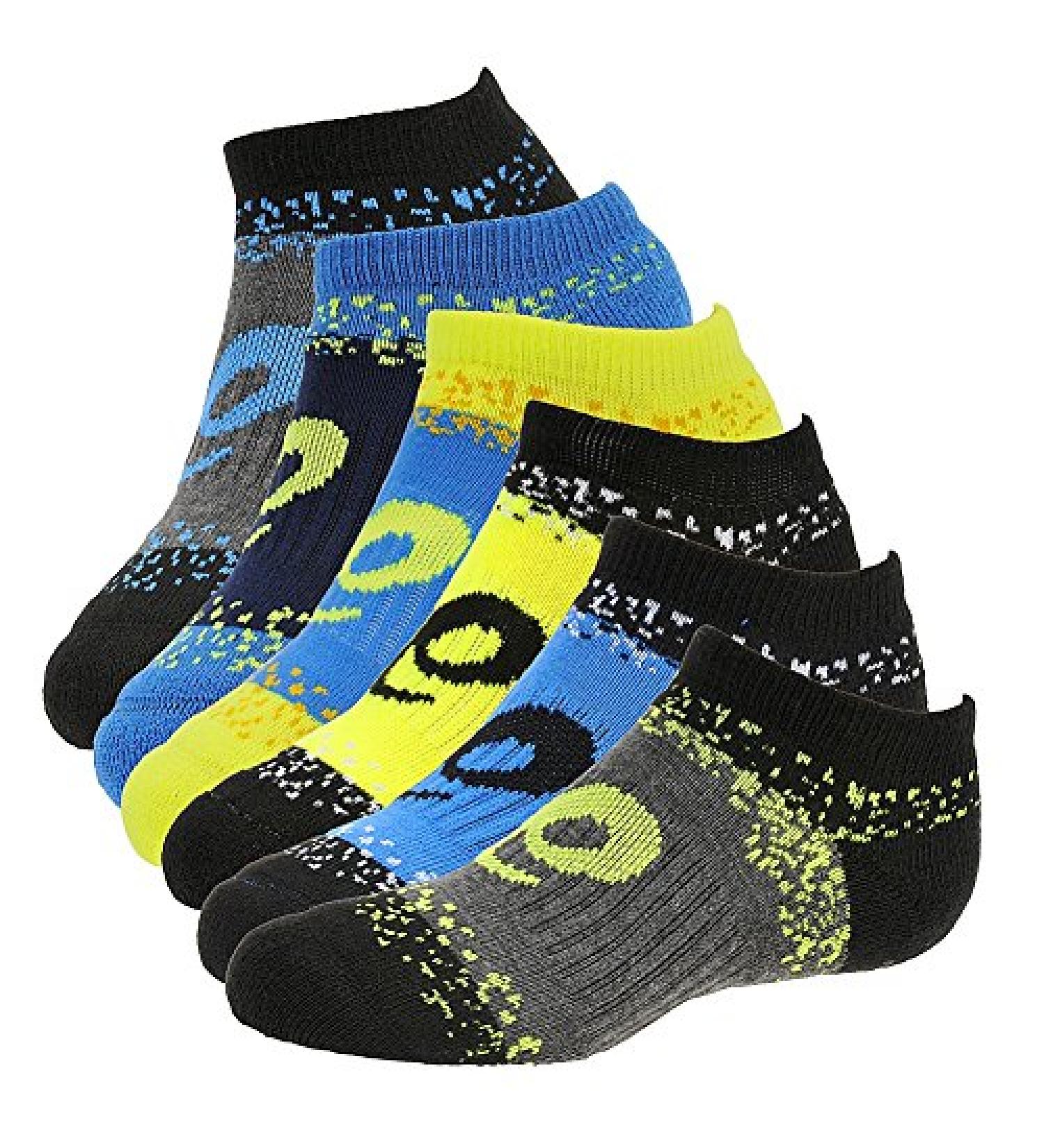 ASICS Youth Splatter No Show Yellow Ribbon Socks Medium Boys Assorted