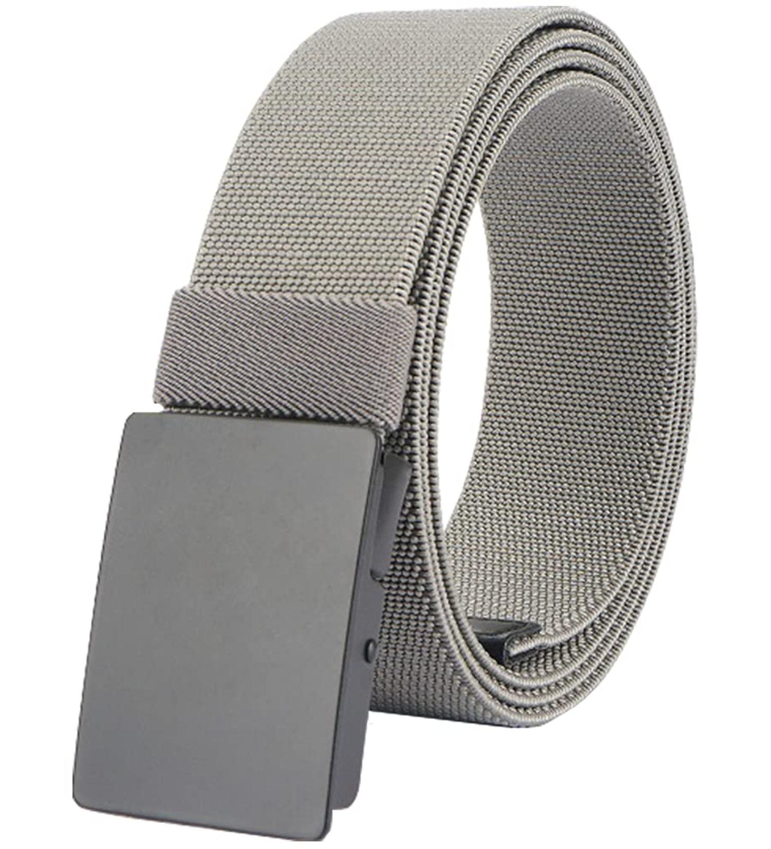 LionVII Men's Casual Elastic Work Belt - Adjustable Web Waist Strap, Metal Buckle, Easy Trim - Gray - Fits 27-46 Waist - Buy Online on SooperMarket.com