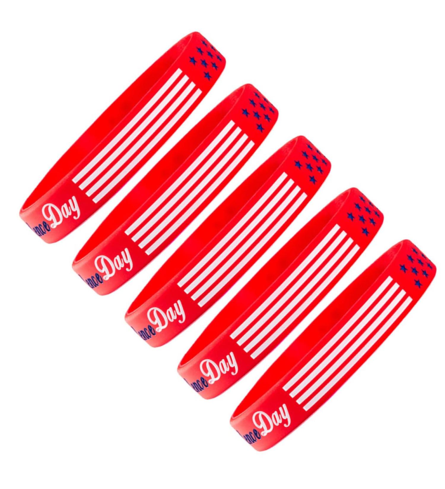 Totority 5pcs Independence Day Red Silicone Wristband Bracelets - Buy Online on SooperMarket.com