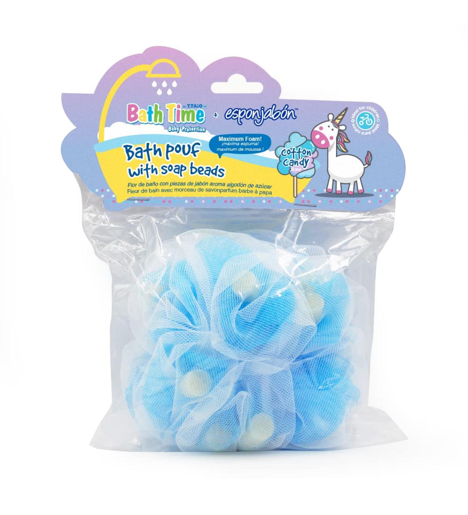 Buy T.Taio Esponjabon Loofah Body Wash Ball - Cotton Candy Scented Bath Puff for Kids | Shop Internationally - Buy Online on SooperMarket.com