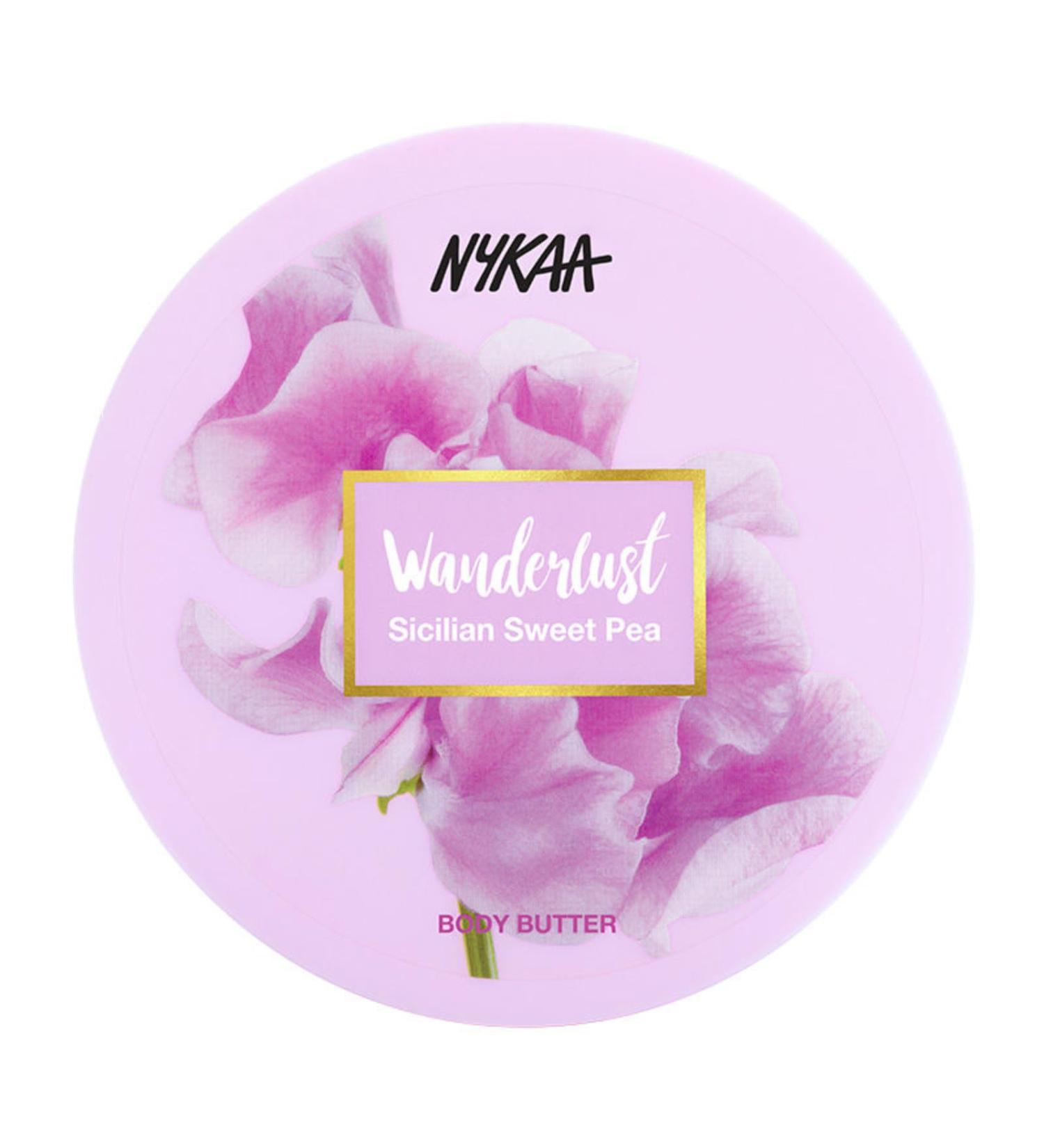Nykaa Naturals Wanderlust Body Butter - Vegan & Cruelty-Free - Shea & Cocoa Butter - Sicilian Sweet Pea - 6.7 oz | International Shipping Available - Buy Online on SooperMarket.com