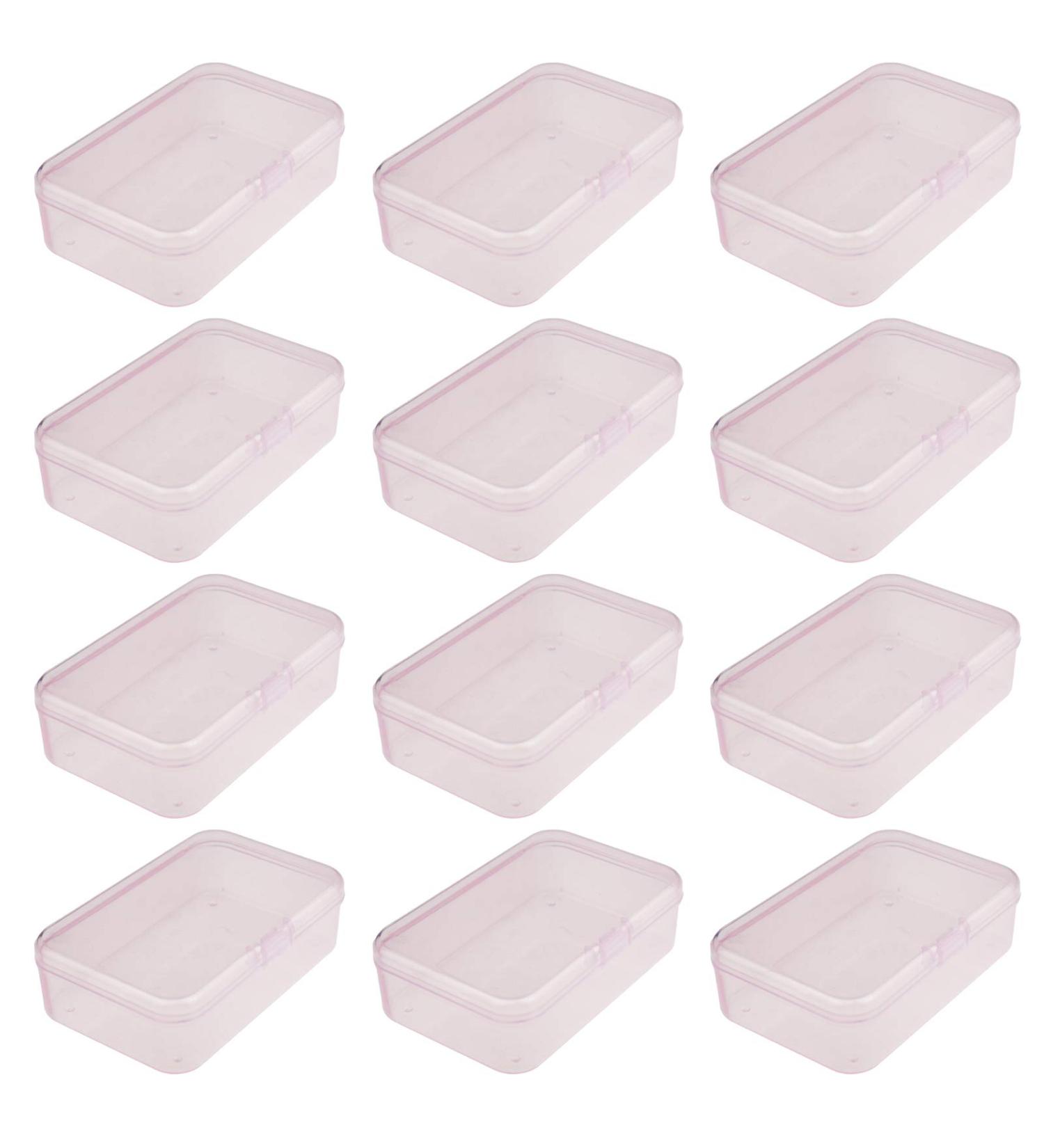 Goodma 12 Pieces Mini Rectangular Plastic Boxes - Pink Storage Organizer Containers with Hinged Lids (3.3 x 2.2 x 1 inch) - Buy Online on SooperMarket.com