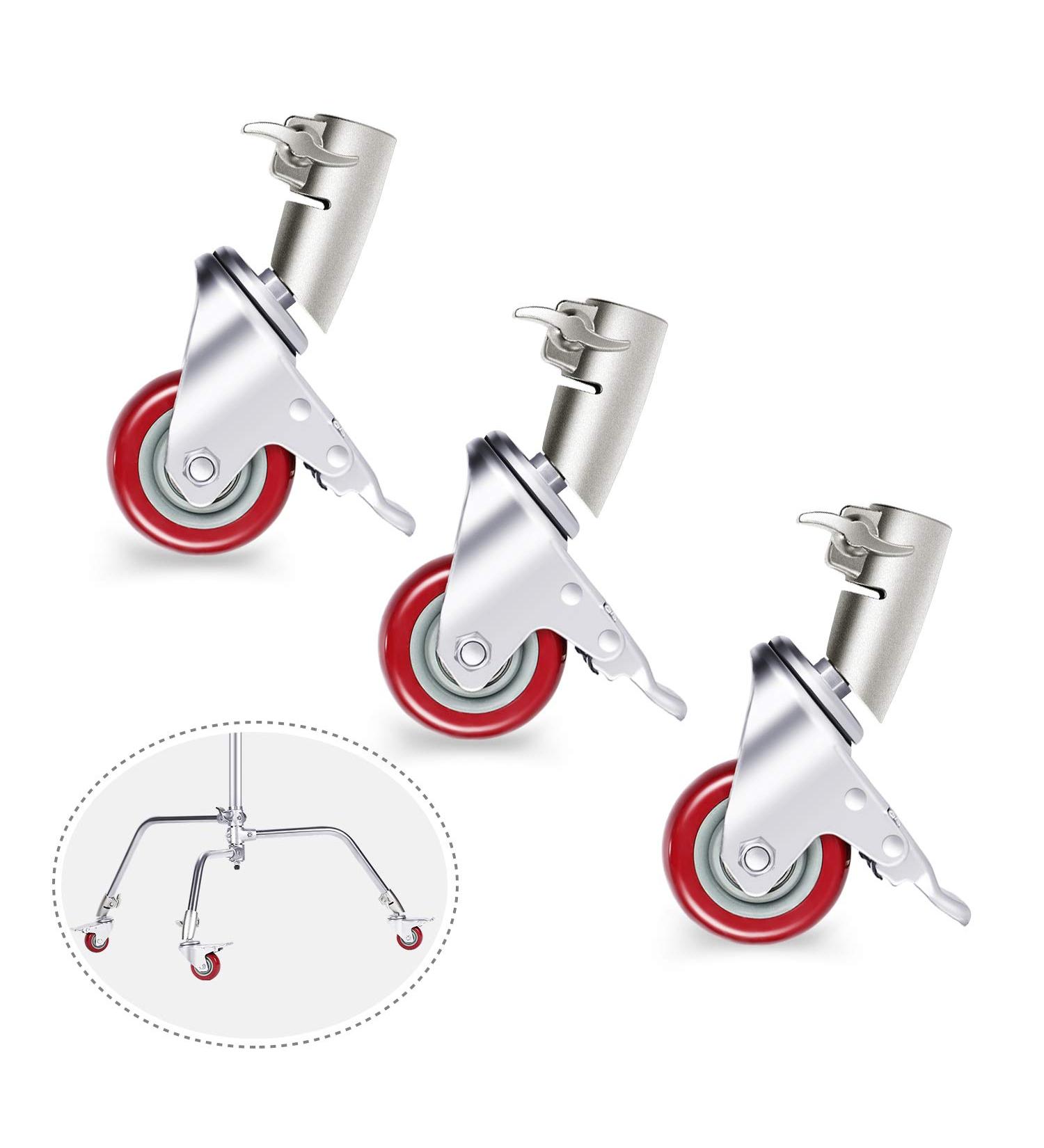 Neewer 3-Pack Swivel Caster Wheels Set | Durable Metal Construction | Rubber Base | Compatible with Neewer C Stand - Buy Online on SooperMarket.com