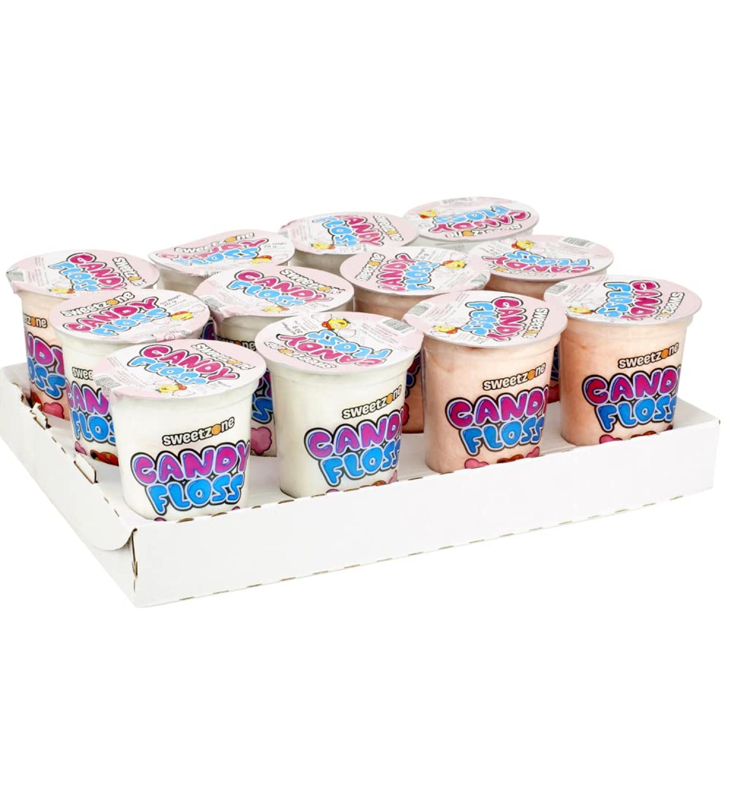 Sweetzone Candy Floss Halal Sweets Tub 20g x 12 Pack Sweets Bulk Retro Sweets Cotton Sweets Sweet Box Bulk Sweets Candy for Sweet Bags Sweet Tub Delight Bulk Candy - Buy Online on SooperMarket.com