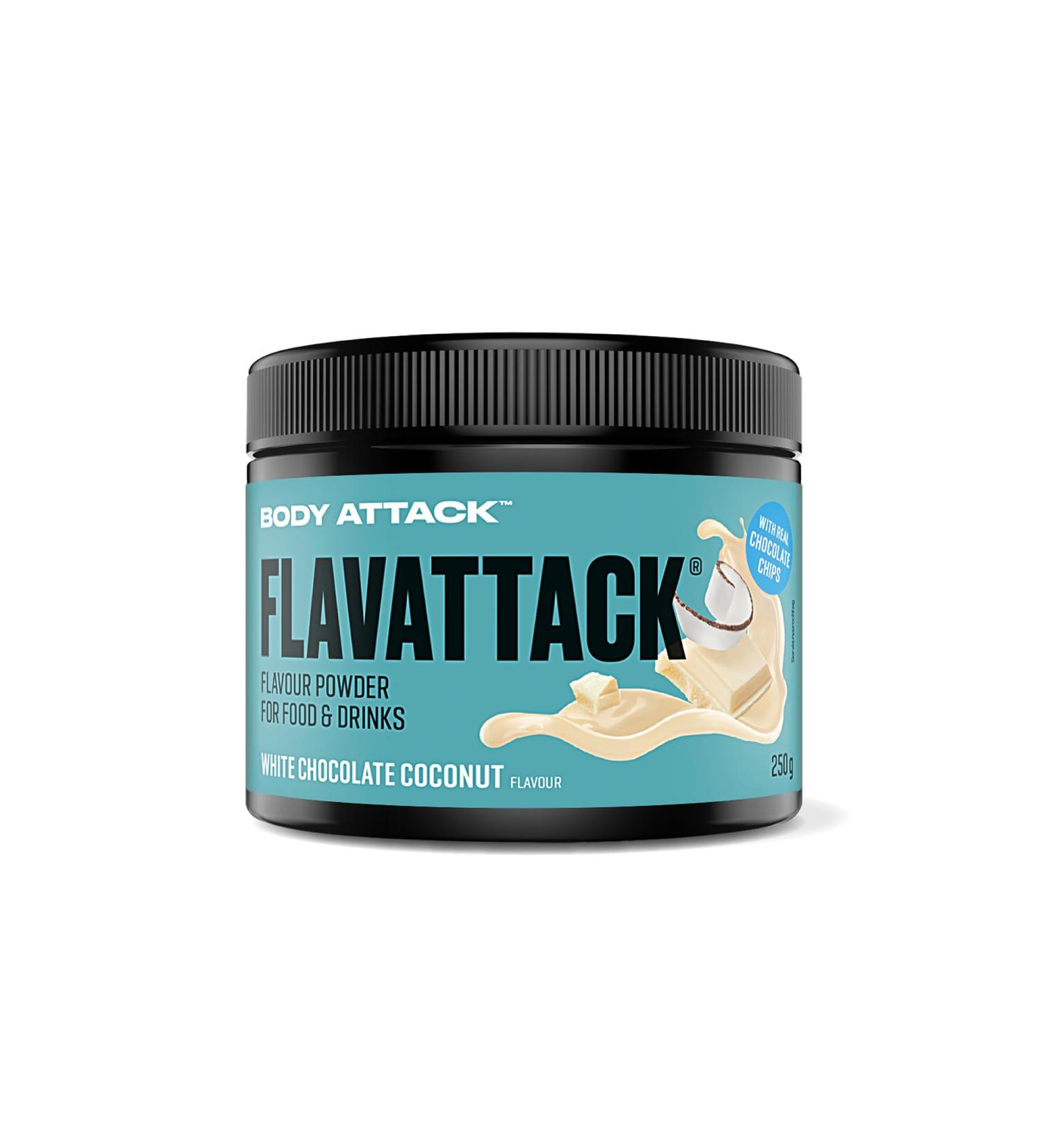 Body Attack Flavattack White Chocolate Coconut 250g - Gluten-Free Flavor Powder for Hot & Cold Beverages & Baking - Aspartame & Palm Oil Free - Made in Germany - Buy Online on SooperMarket.com