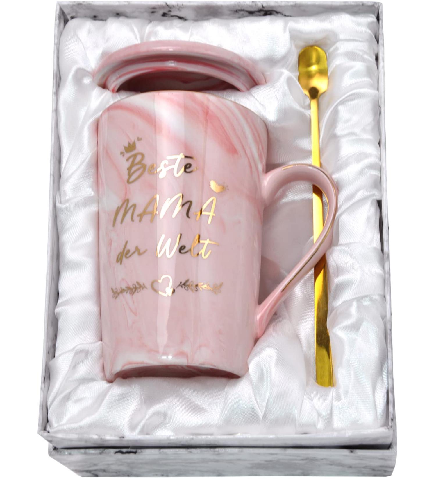 Shop Bokalaka Pink Ceramic Coffee Cup for Mom - Perfect Mother's Day Gift | 400ml with Lid Spoon & Gift Box - Best Mom in the World! - Buy Online on SooperMarket.com