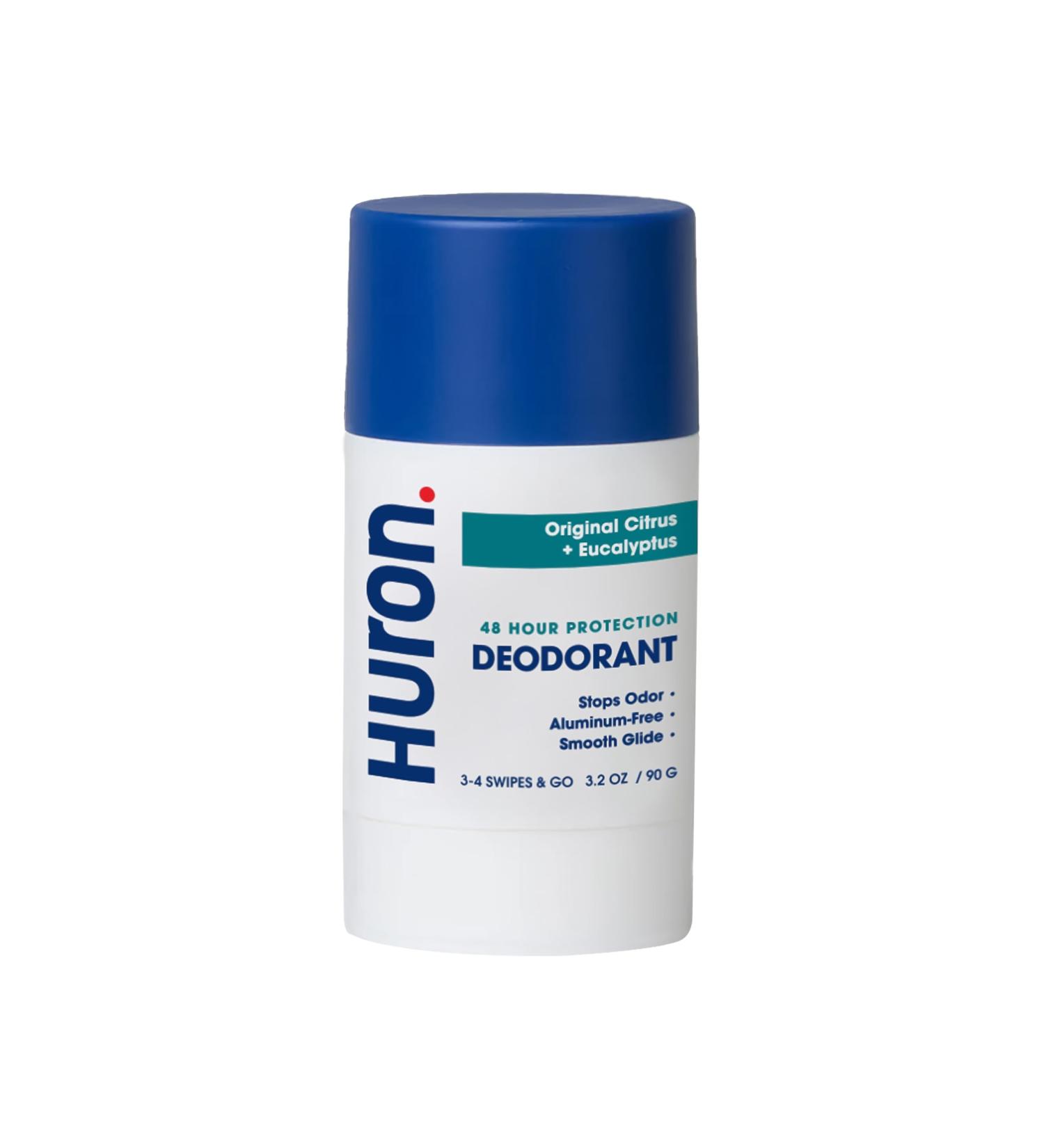 Huron Men s Deodorant - Dermatologist & Clinically Tested 48 Hour Odor Protection - Aluminum Free Deodorant - 3.2 Oz - Original Citrus + Eucalyptus