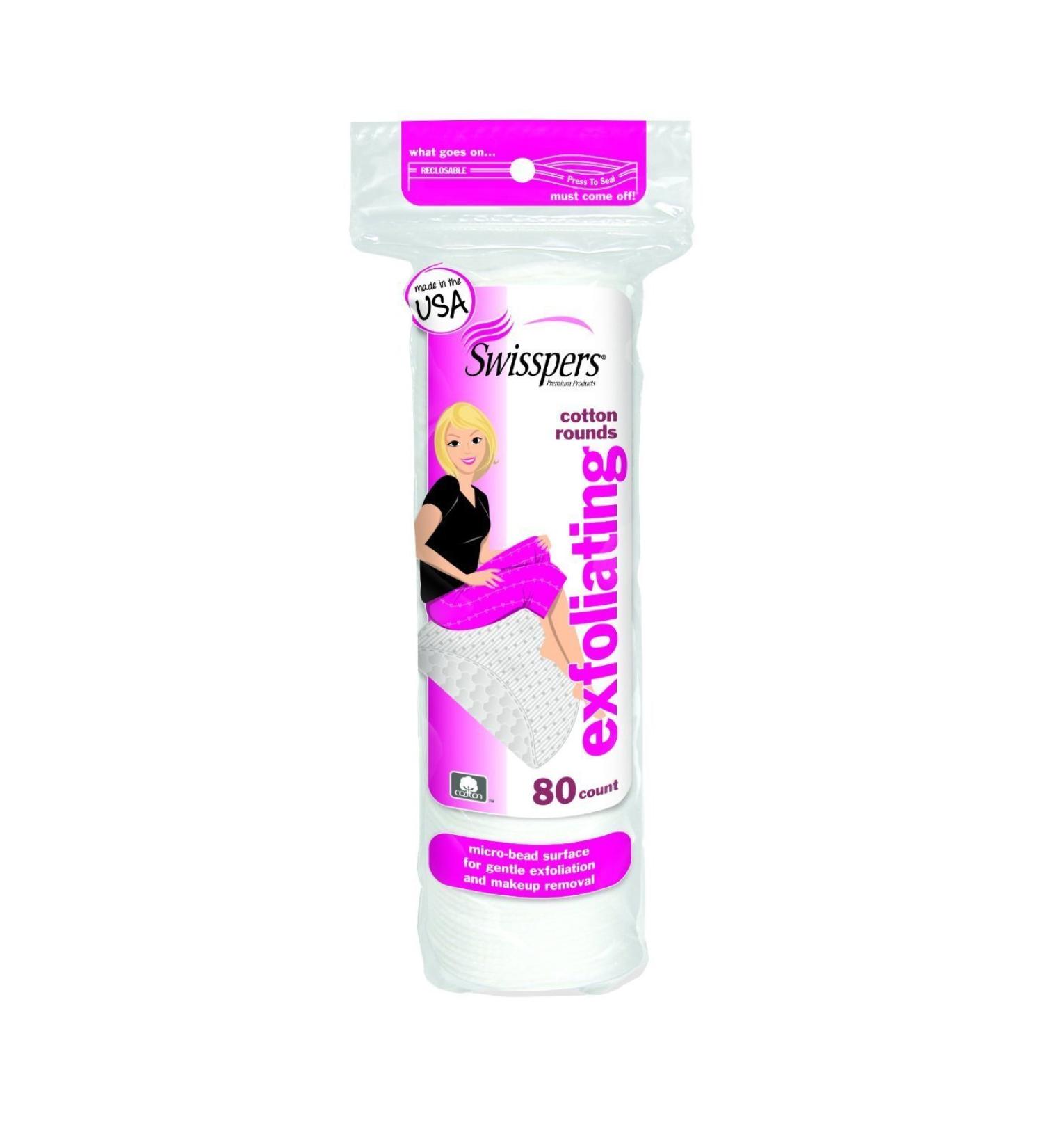 Swisspers Premium Exfoliating Cotton Rounds 80 ea (Pack of 5)