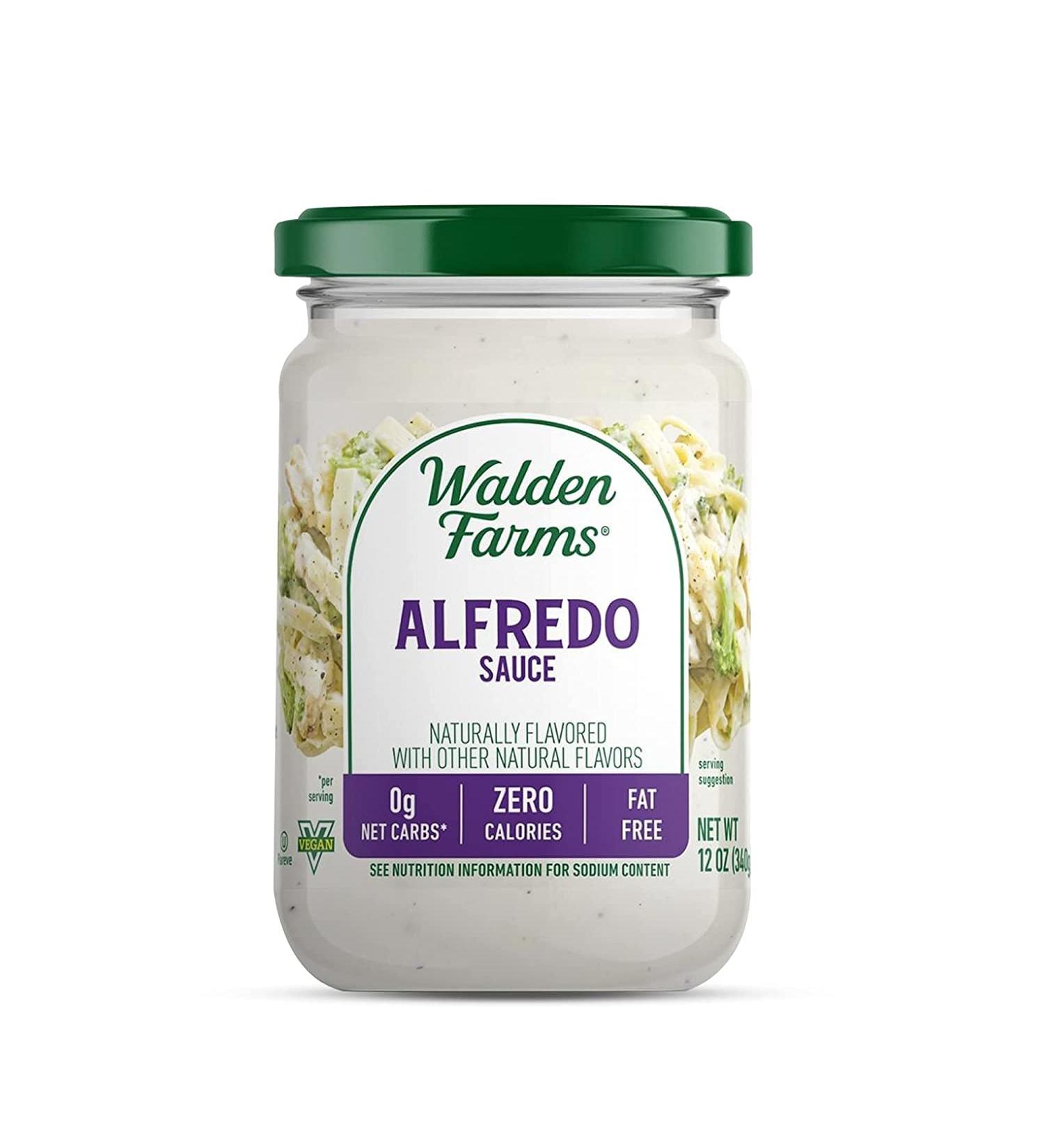 Walden Farms Light Alfredo Sauce 12 oz - Vegan & Keto Friendly, Non-Dairy Milk Substitute, 0g Net Carbs - Perfect for Chicken, Fish, Scampi & More - Buy Online on SooperMarket.com