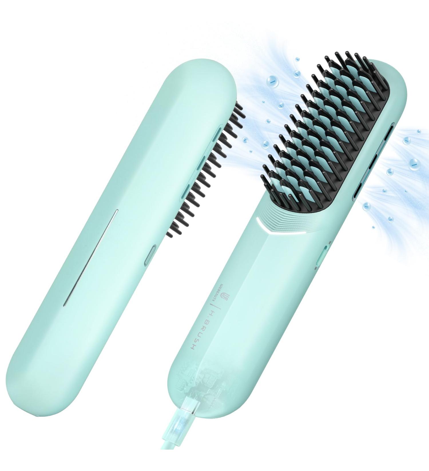 Cordless Hair Straightener Brush - Webeauty Negative Ion Mini Travel Straightener for Women Fast Heating USB Rechargeable Dual Voltage Blue Green - Buy Online on SooperMarket.com