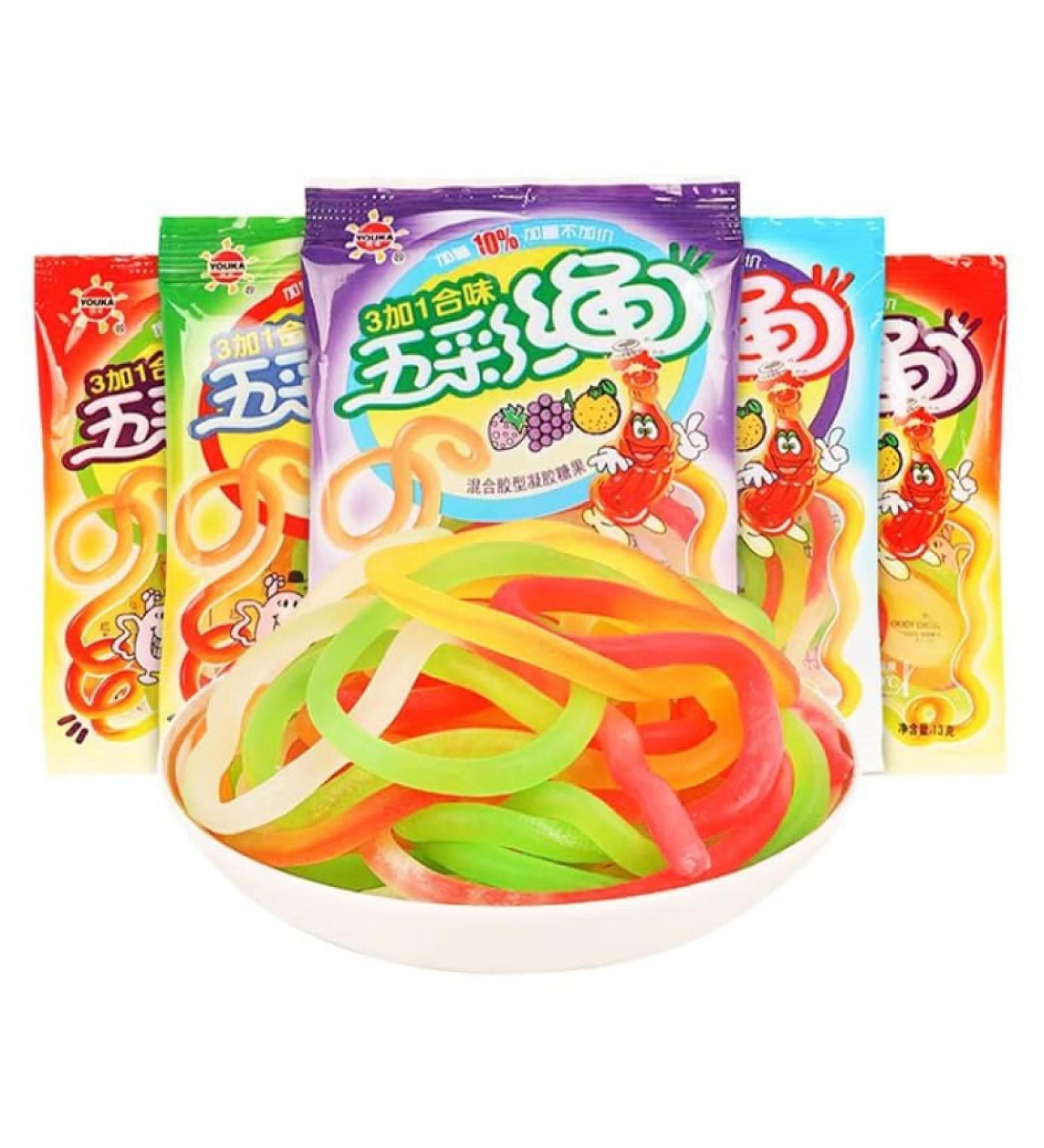 Ready to eat colored fruit fudge fruit flavored soft sweets childhood nostalgic candy gift pack casual snacks pastries healthy sweet candy colorful rope candy delicious desserts (12g*60 bags) - Buy Online on SooperMarket.com