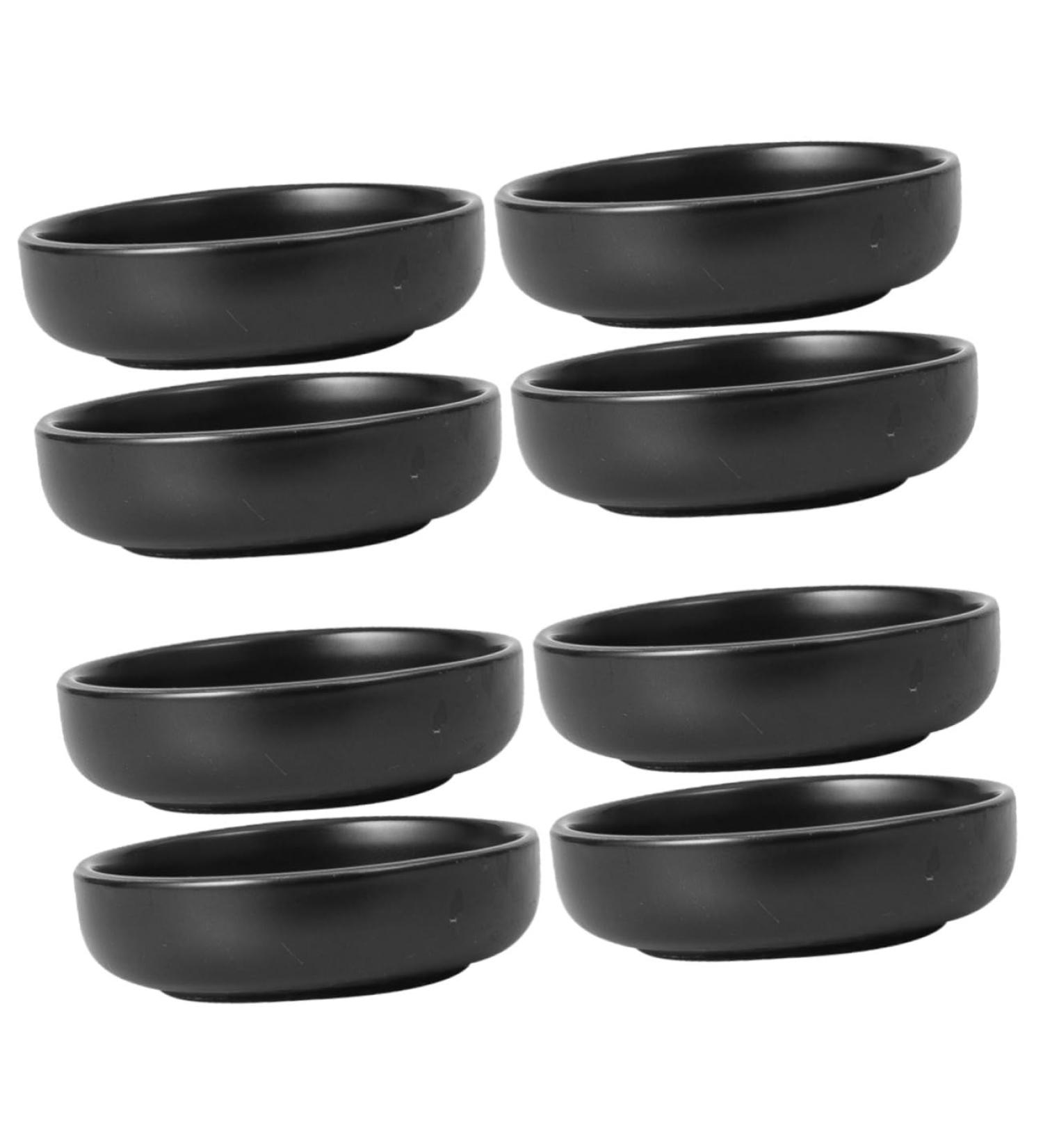 MAGICLULU 8 Pcs Sauce Dish Vinegar Dish Sauce Serving Sauce Bowls Relish Plate Small Ceramic Bowl Soy Sauce Dish Ingredient Bowls for Prep Sauce Seasoning Dish Fruit Seasoning re-usable 9X9X2.5CMx4pcs Blackx4pcs - Buy Online on SooperMarket.com
