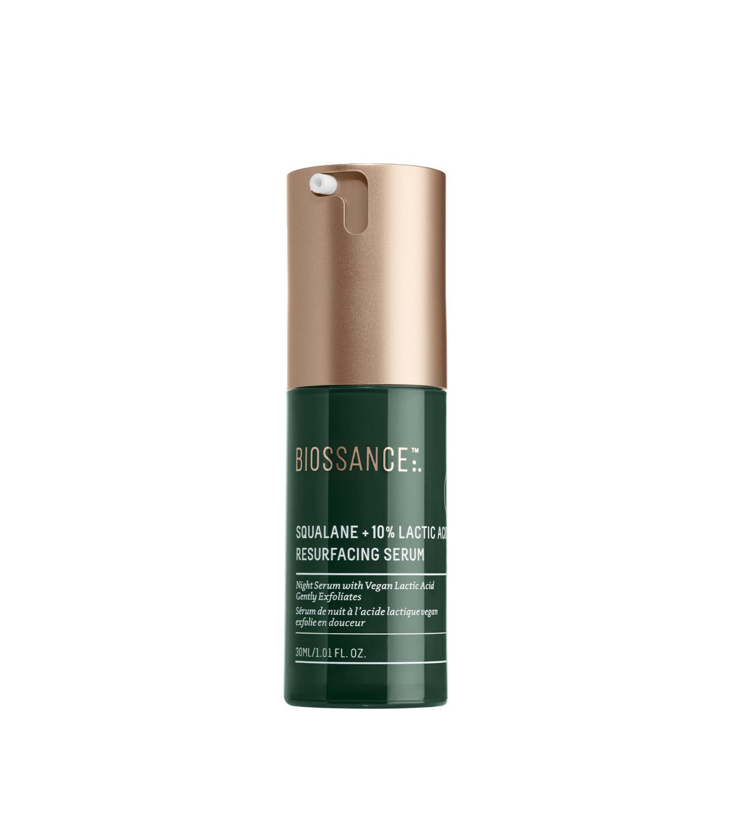 Biossance Squalane + Lactic Acid Resurfacing Night Serum - 1 Fl Oz | Exfoliating AHA for Smoother Skin, Diminishes Fine Lines, Brightens Complexion - Buy Online on SooperMarket.com