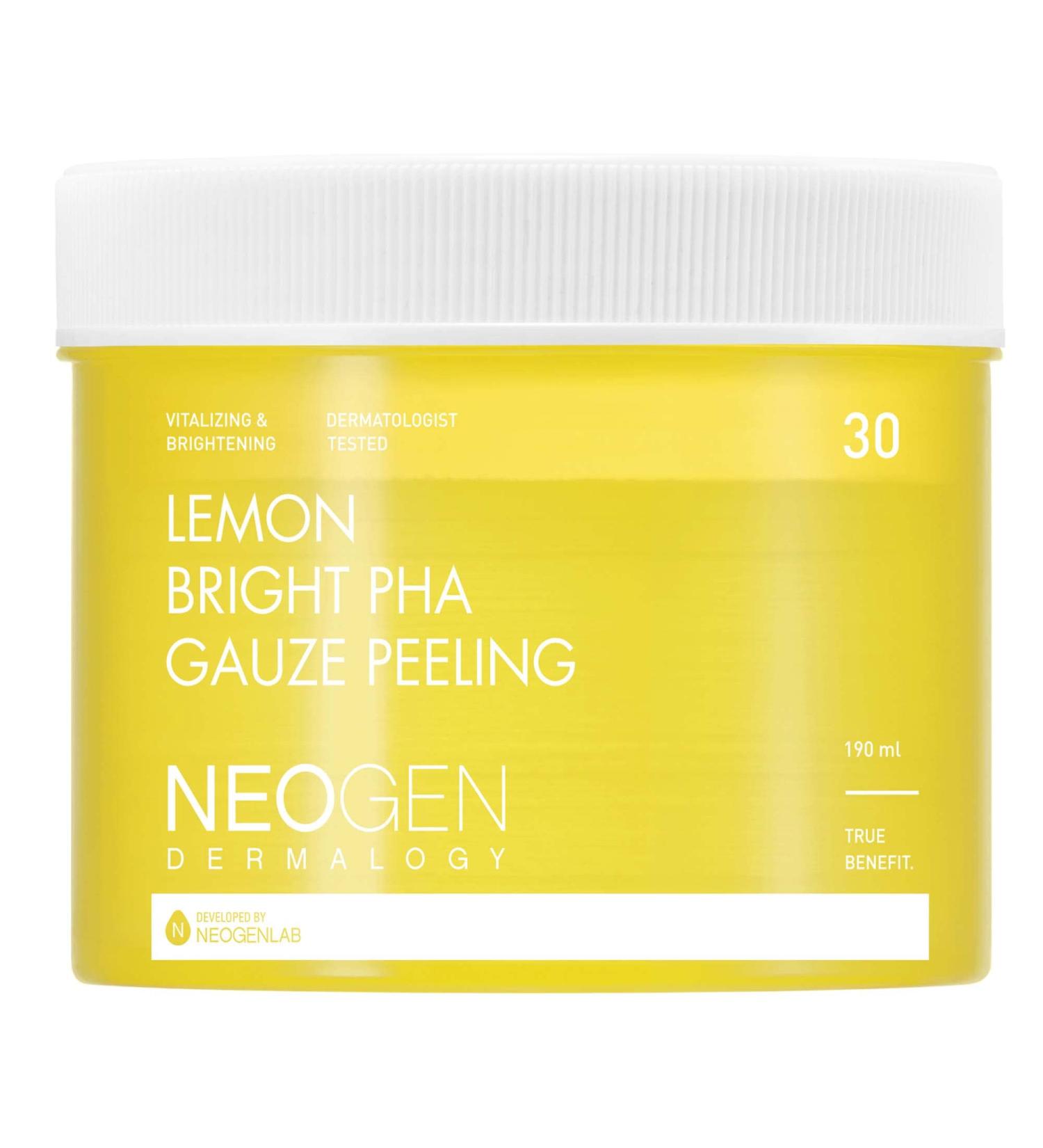 Dermalogy by Neogenlab Lemon PHA Gauze Peeling Pads - Exfoliating AHA BHA PHA LHA Pads with Lemon Glutathione & Niacinamide | 30 Pads - Korean Skin Care for Radiant Skin - Buy Online on SooperMarket.com