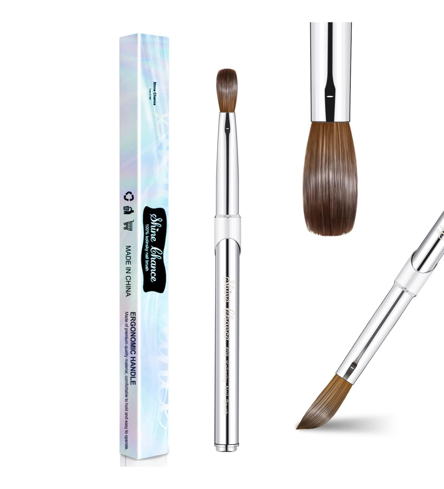 Shine Chance Acrylic Nail Art Brush Size 8 - 100% Pure Kolinsky Hair Oval Nail Brush for Professional Acrylic Application and Manicure - DIY Home Salon Tool - Buy Online on SooperMarket.com