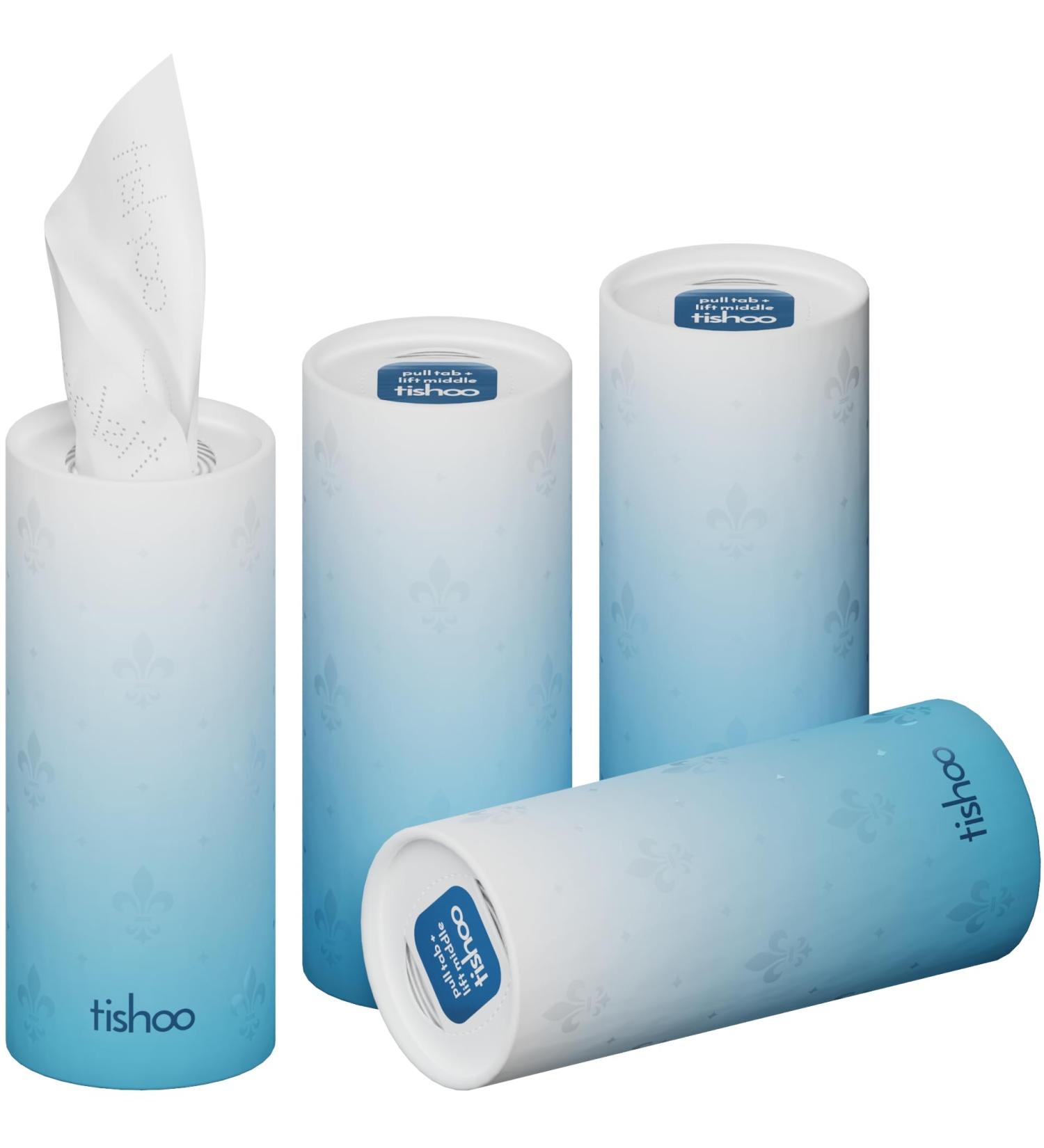 TiShoo Extra Soft Handkerchiefs | Moisturizing 4-Latz | Eco-Friendly Travel Pack | 16 Plastic-Free Tubes | Perfect for Home & Car - Blue/Ice Blue - Buy Online on SooperMarket.com