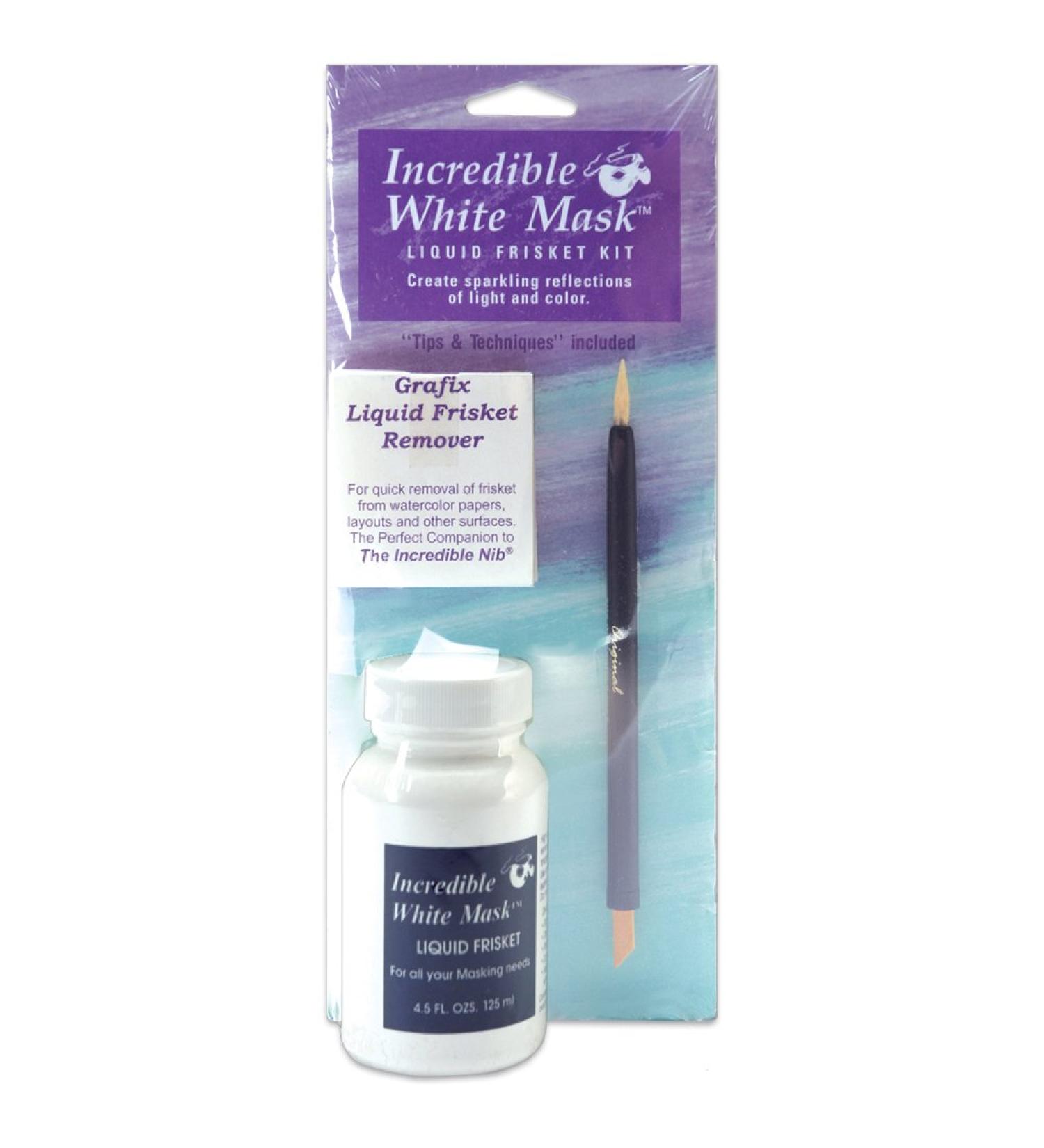 Grafix Liquid Frisket Masking Kit - 4.5oz Bottle White Mask, Incredible Nib, Remover, Instruction Booklet - Buy Online on SooperMarket.com