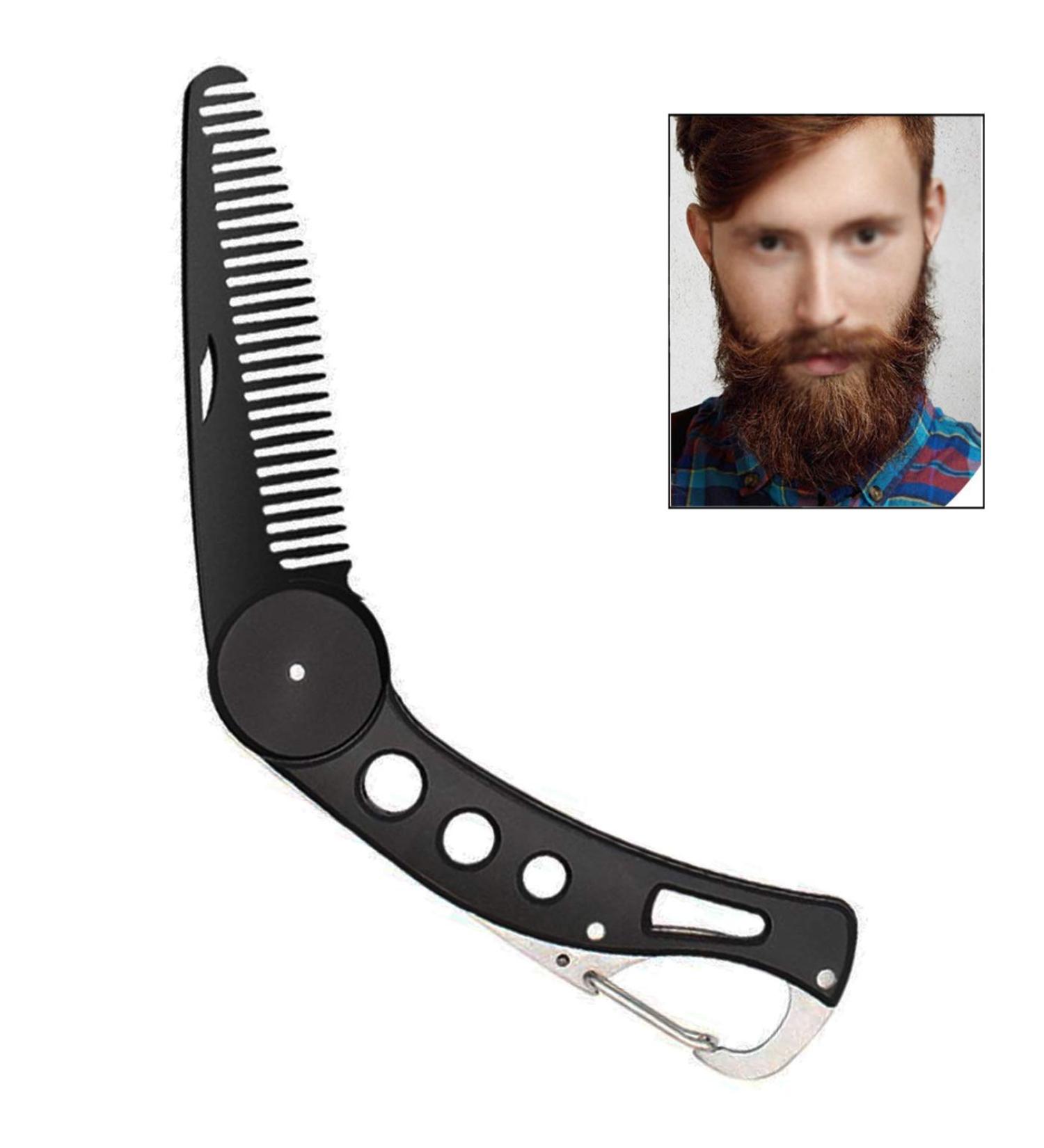 iPobie Folding Beard Comb Stainless Steel Beard Comb for Combing Hair Beards and Mustaches Folding Pocket Comb for Men - Buy Online on SooperMarket.com