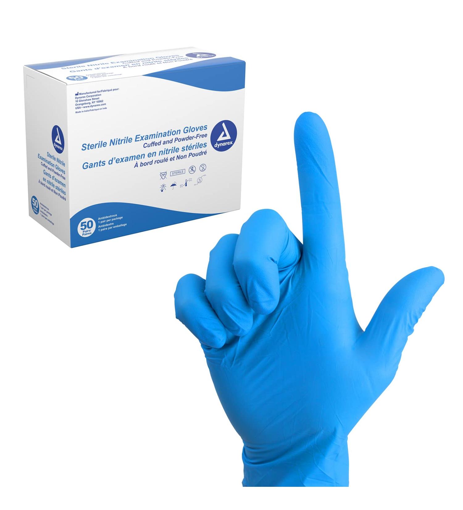 Dynarex Sterile Disposable Nitrile Surgical Gloves - Powder-Free, Large, 100 Gloves/Box - Buy Online on SooperMarket.com