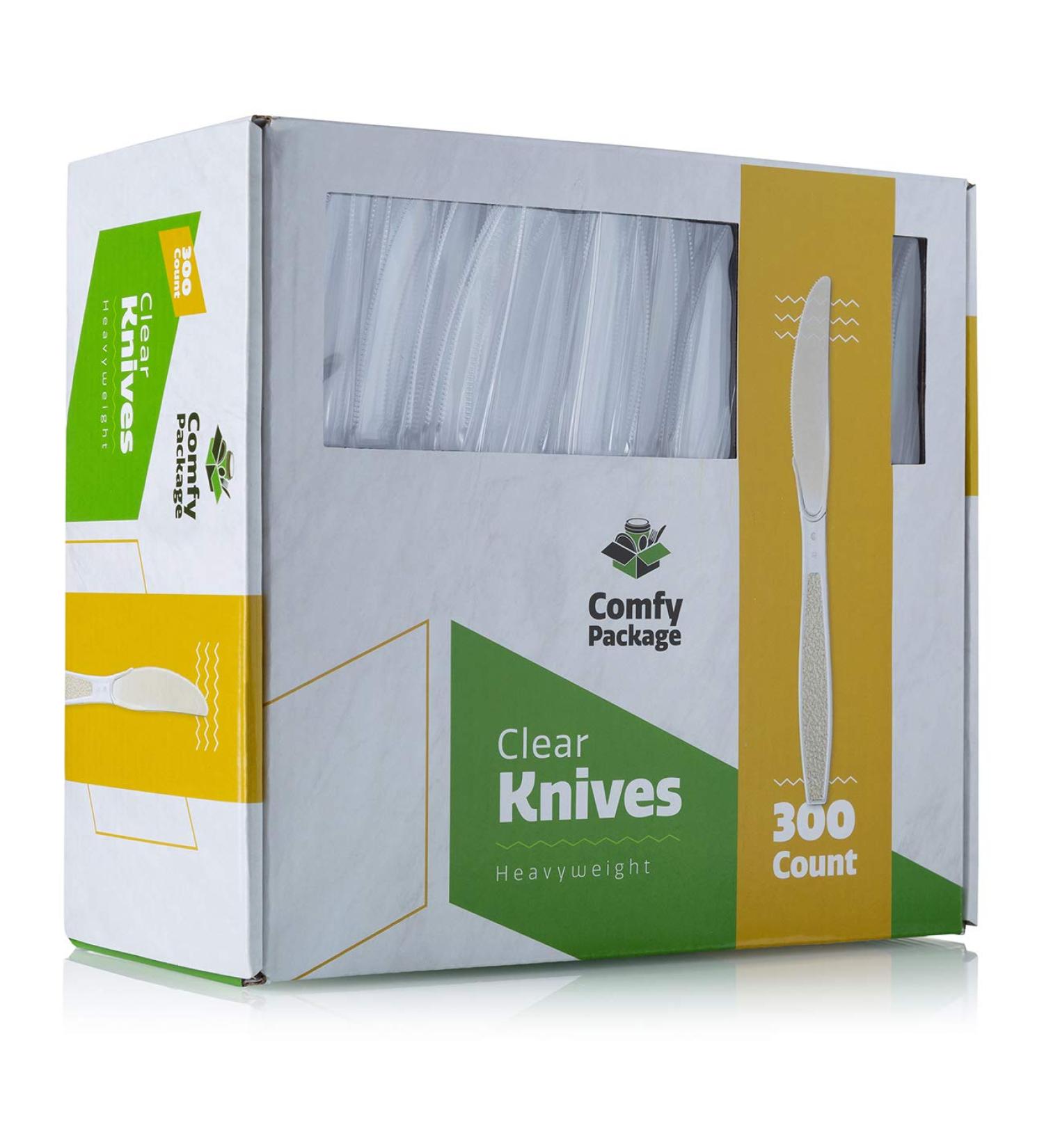 300 Pack Heavyweight Disposable Clear Plastic Knives by Comfy Package - Buy Online on SooperMarket.com
