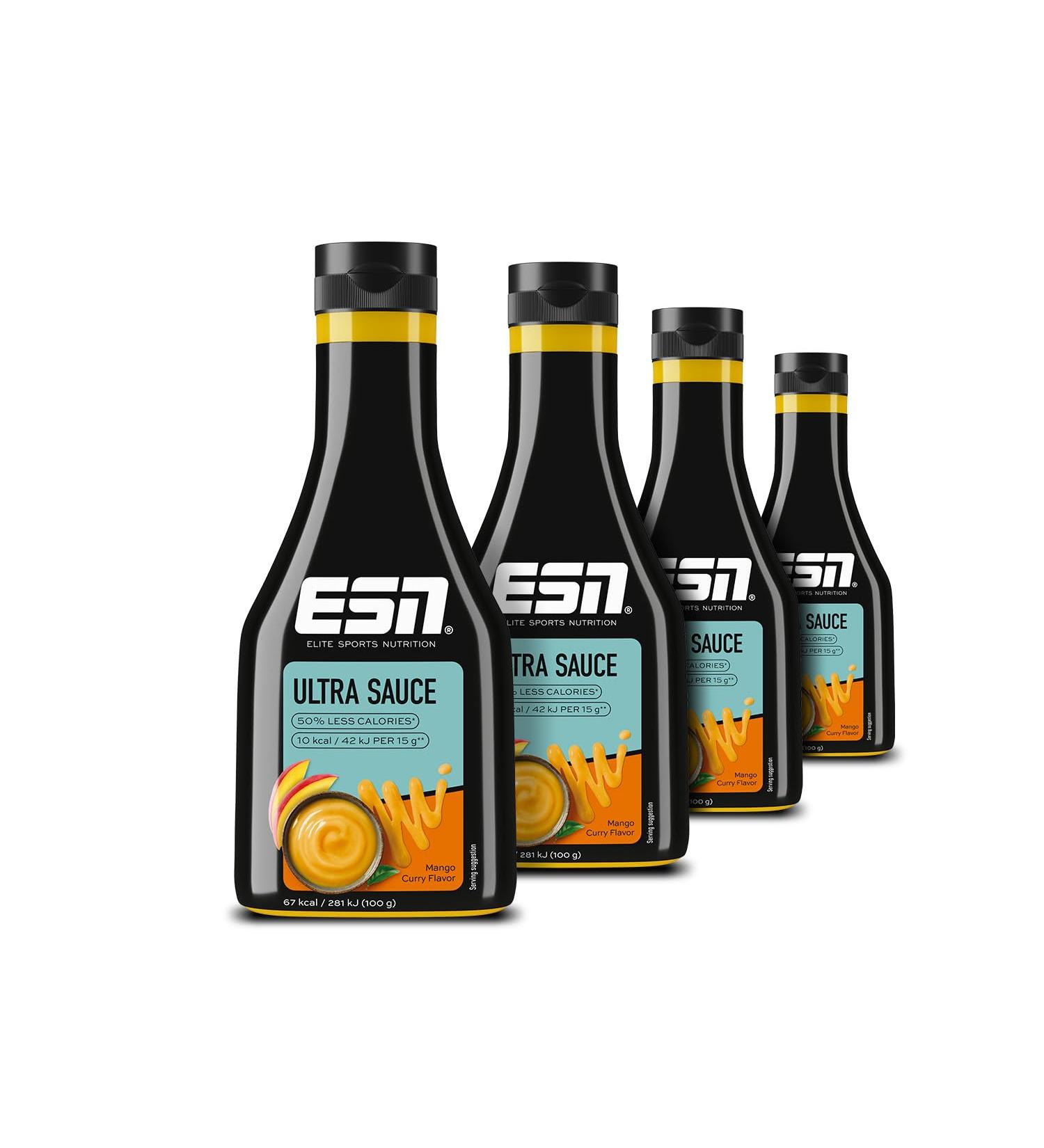 ESN premium ultra sauce mango curry 4 x 285 ml ideal sauce for diet and conscious nutrition tested quality - made in Germany 4 x mango curry