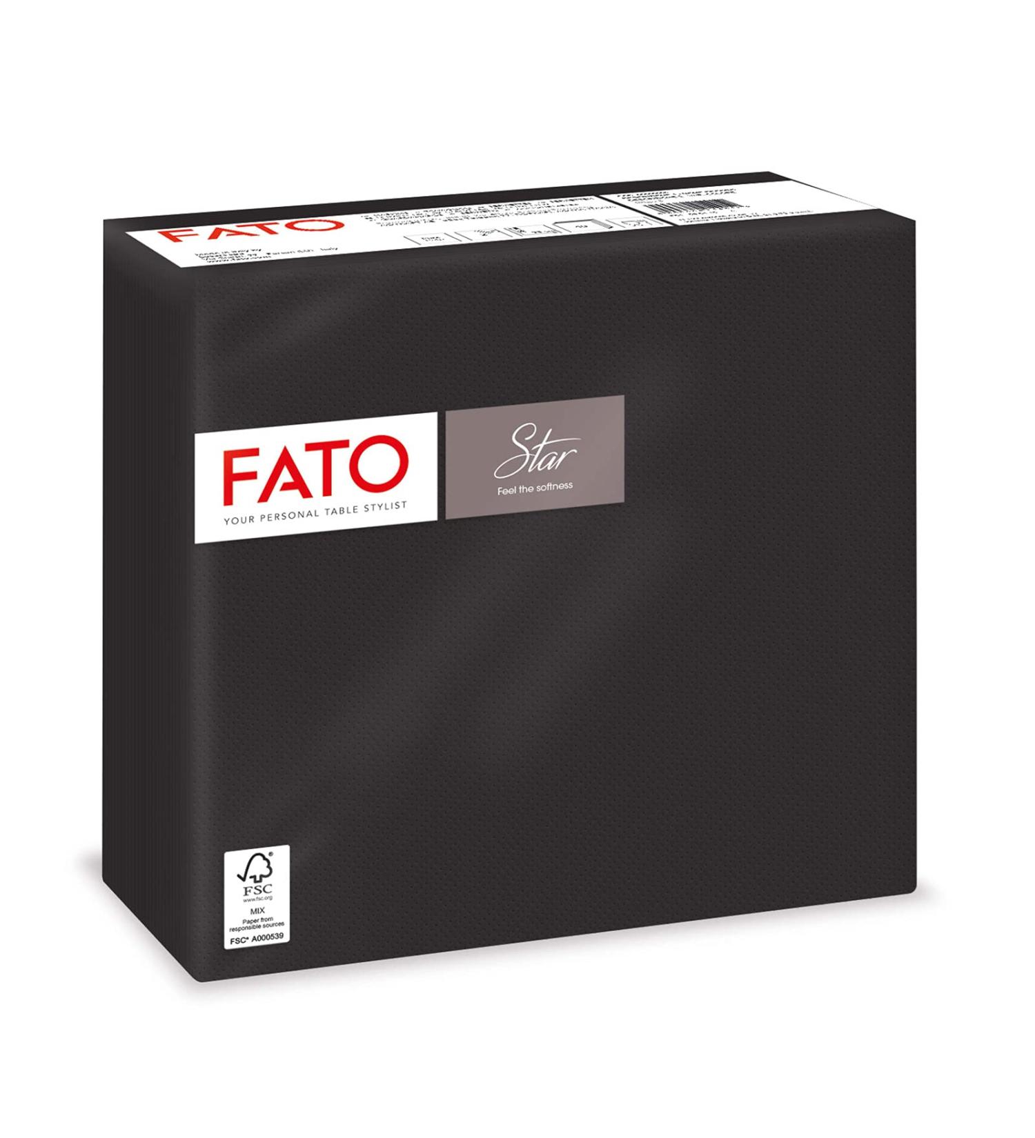 FATO Disposable Black Paper Napkins - Soft & Eco-Friendly 40 Pack 38x38cm 2-Layer FSC Certified - Buy Online on SooperMarket.com